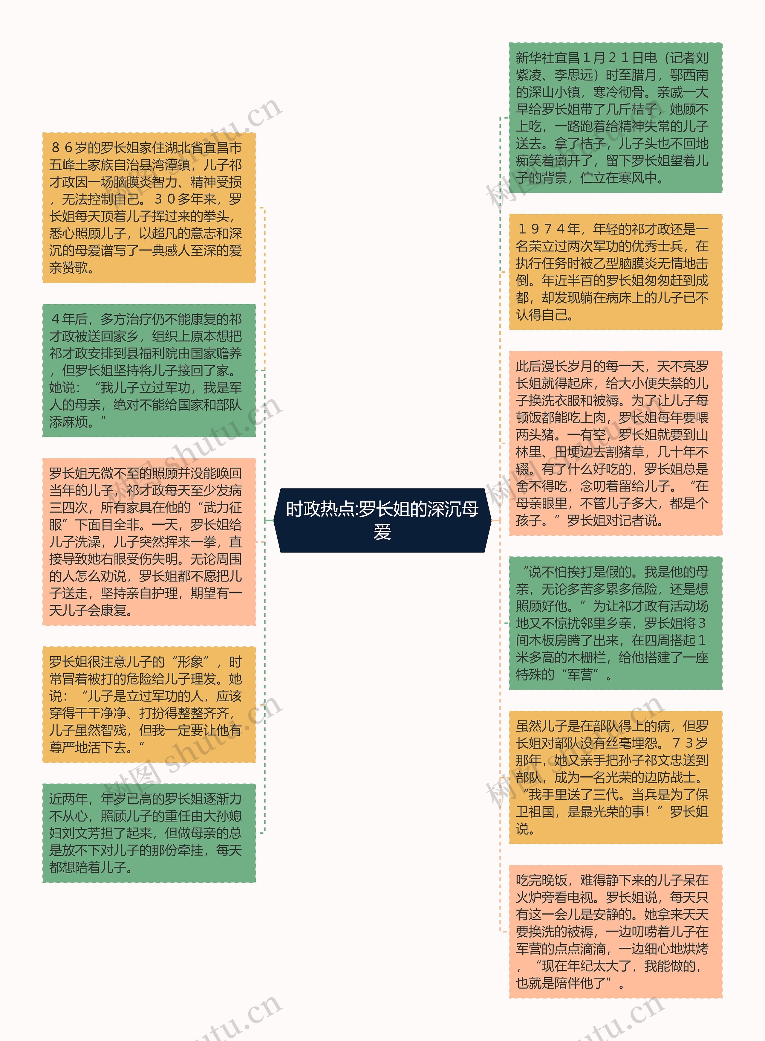 时政热点:罗长姐的深沉母爱思维导图