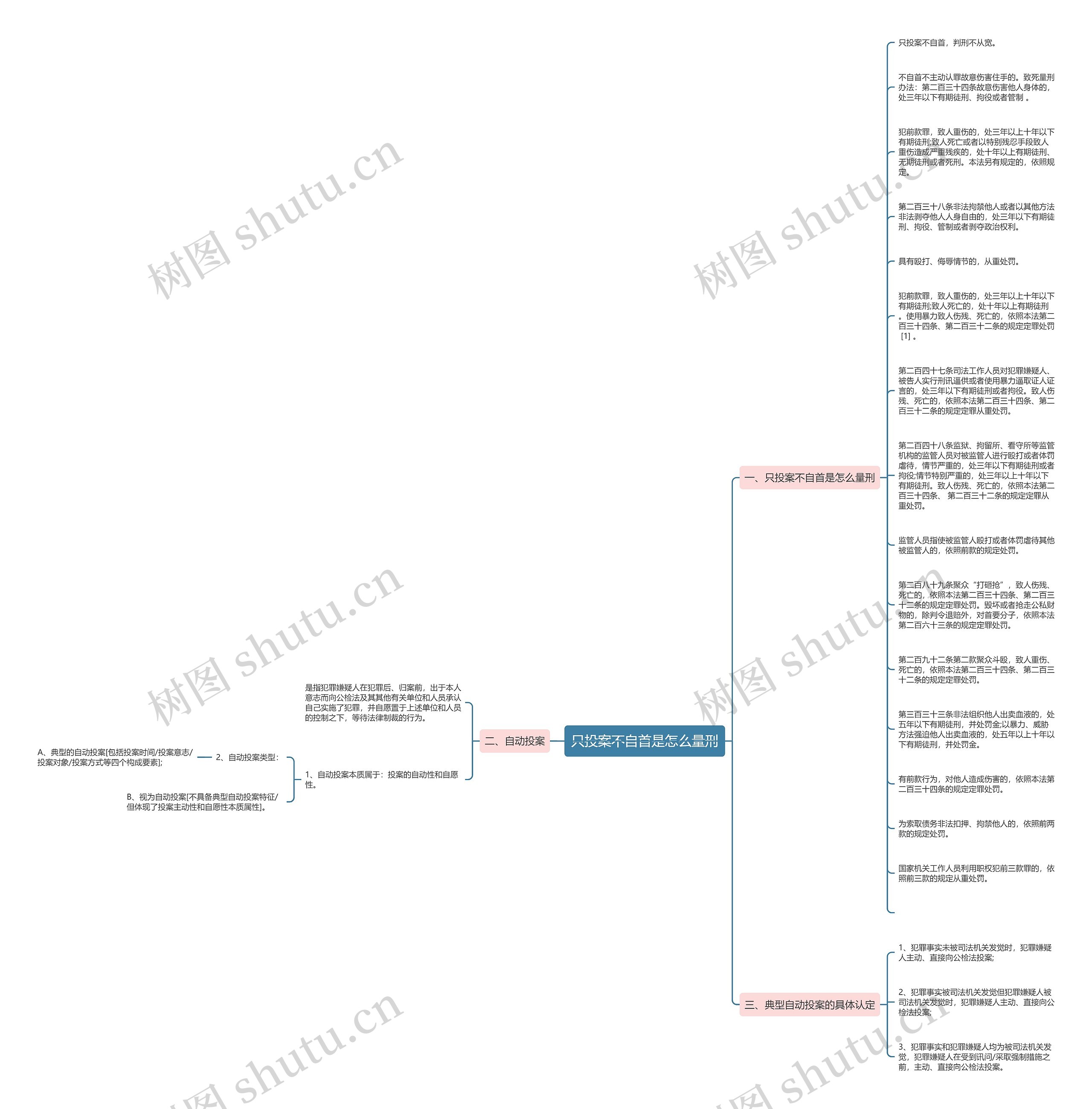 只投案不自首是怎么量刑思维导图