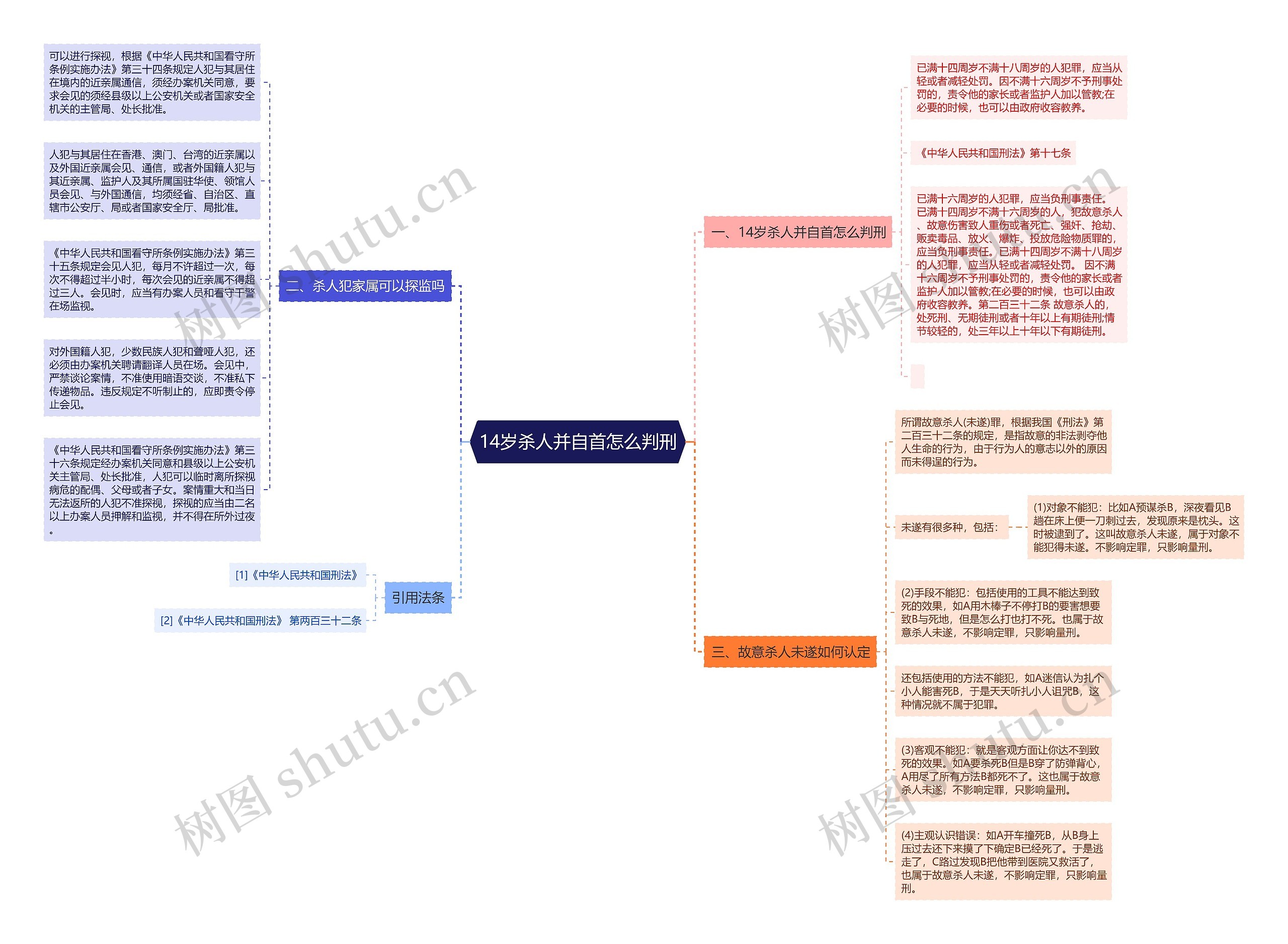 14岁杀人并自首怎么判刑思维导图