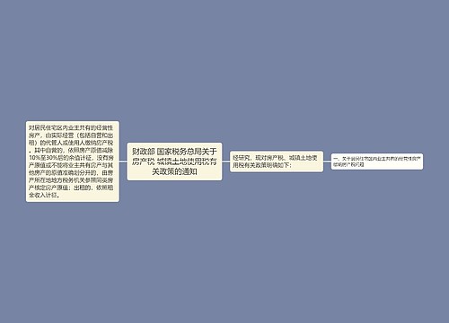 财政部 国家税务总局关于房产税 城镇土地使用税有关政策的通知