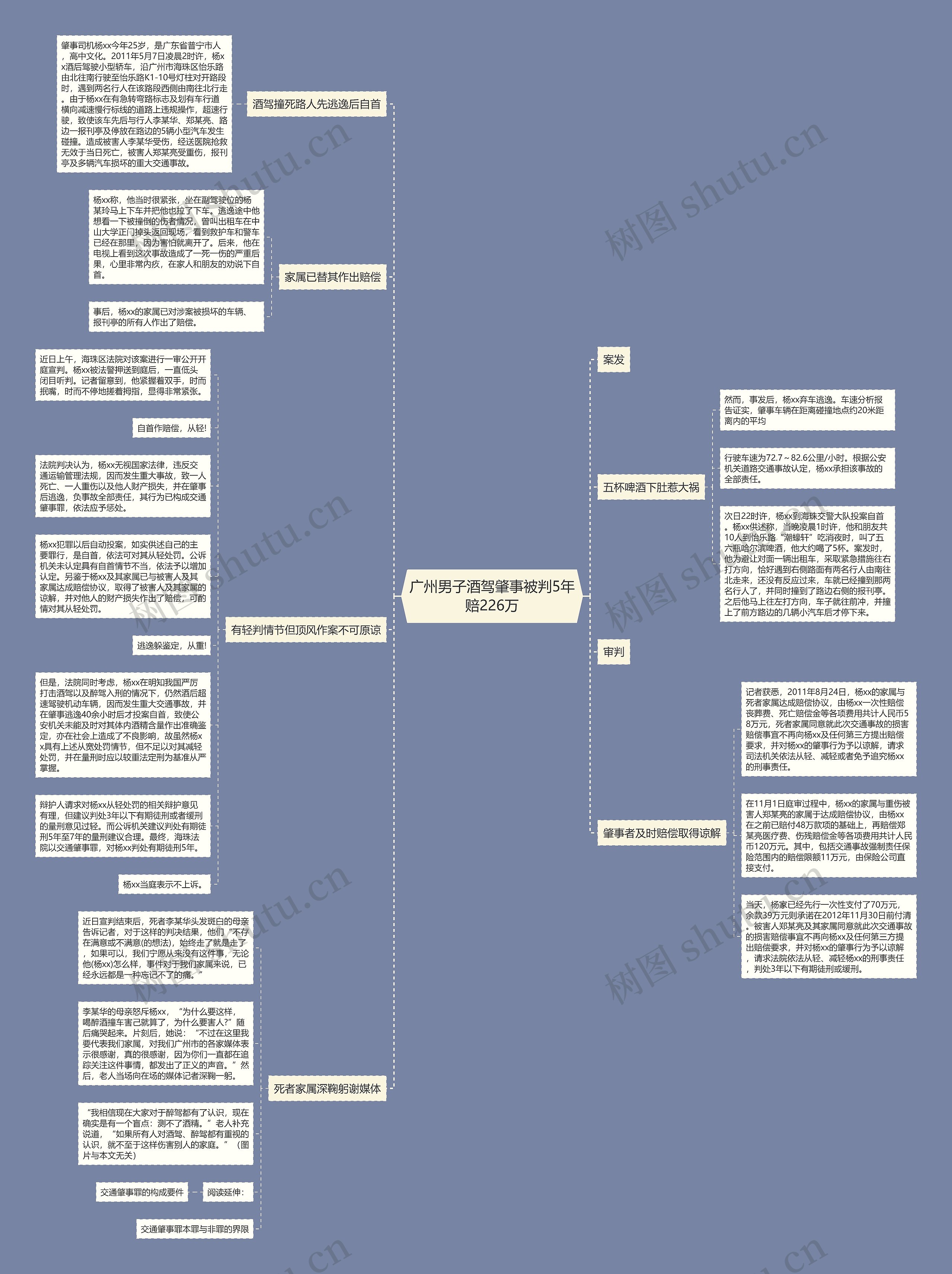 广州男子酒驾肇事被判5年赔226万思维导图