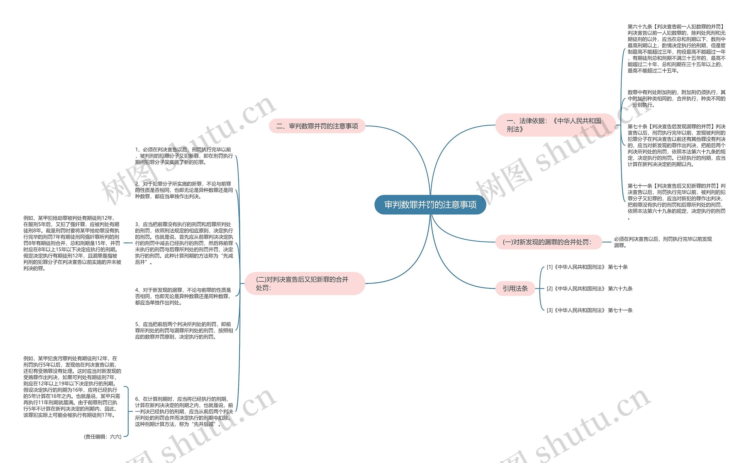 审判数罪并罚的注意事项思维导图