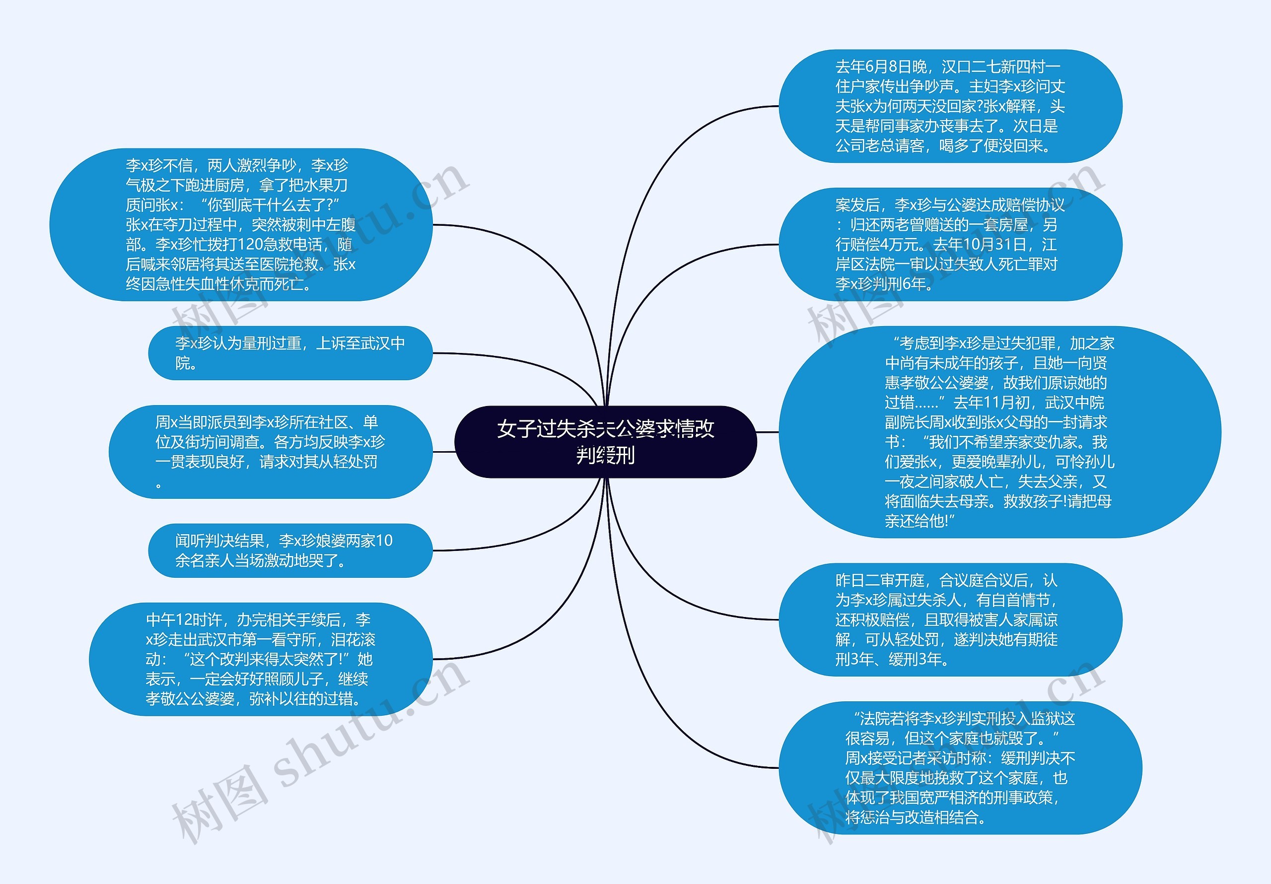 女子过失杀夫公婆求情改判缓刑思维导图