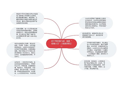 2017年时政热点：驱赶“低端人口”之说是邪恶之火