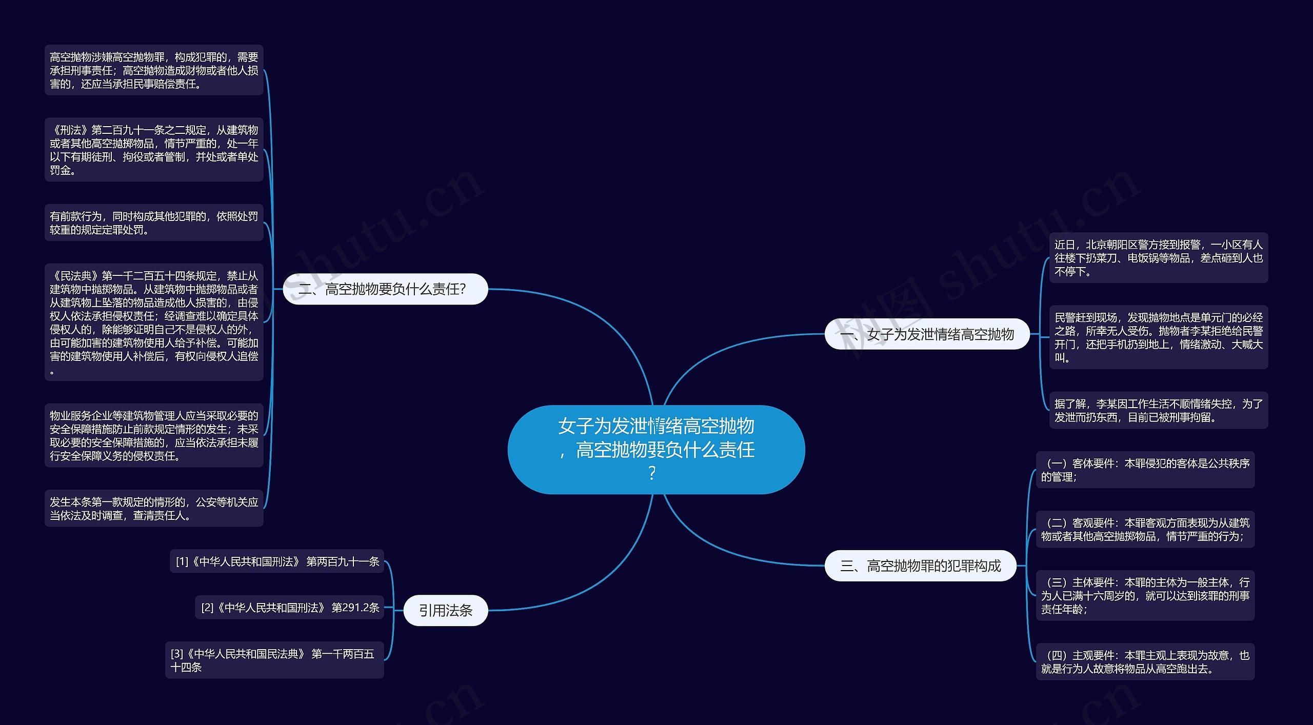 女子为发泄情绪高空抛物，高空抛物要负什么责任？思维导图