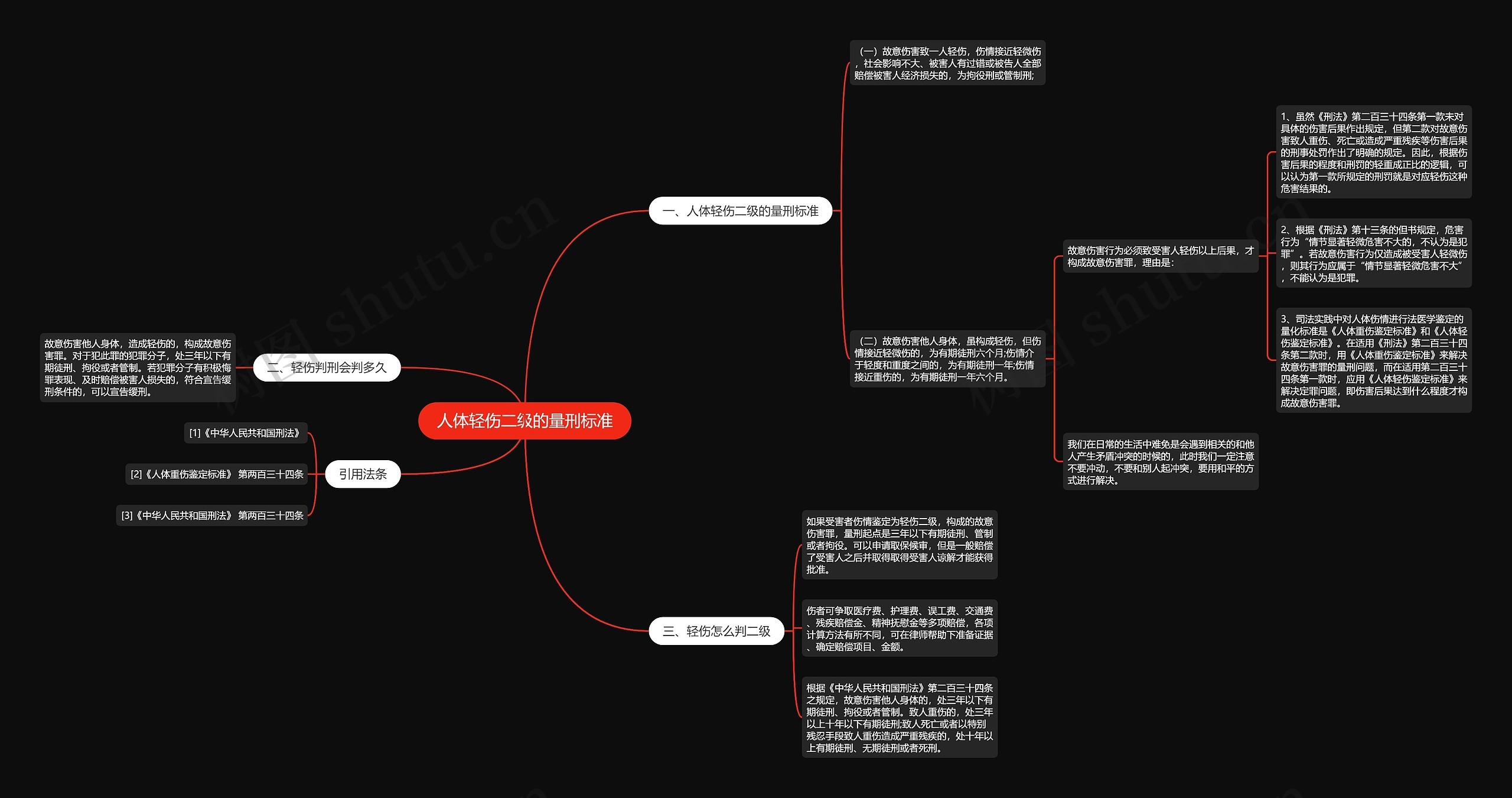 人体轻伤二级的量刑标准思维导图