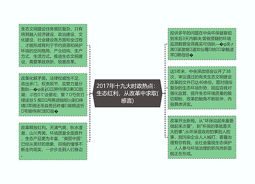 2017年十九大时政热点：生态红利，从改革中求取(感言)