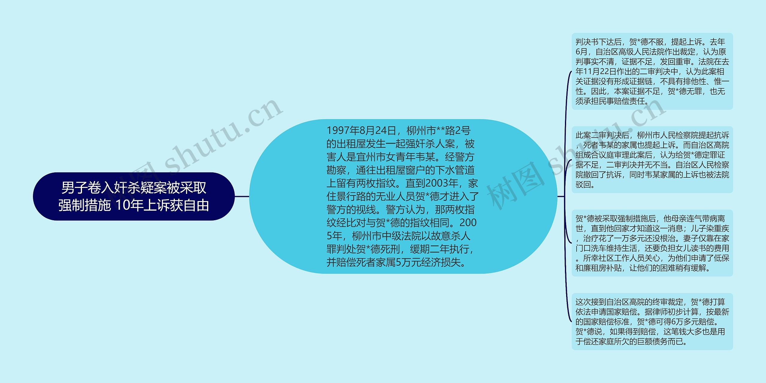 男子卷入奸杀疑案被采取强制措施 10年上诉获自由思维导图