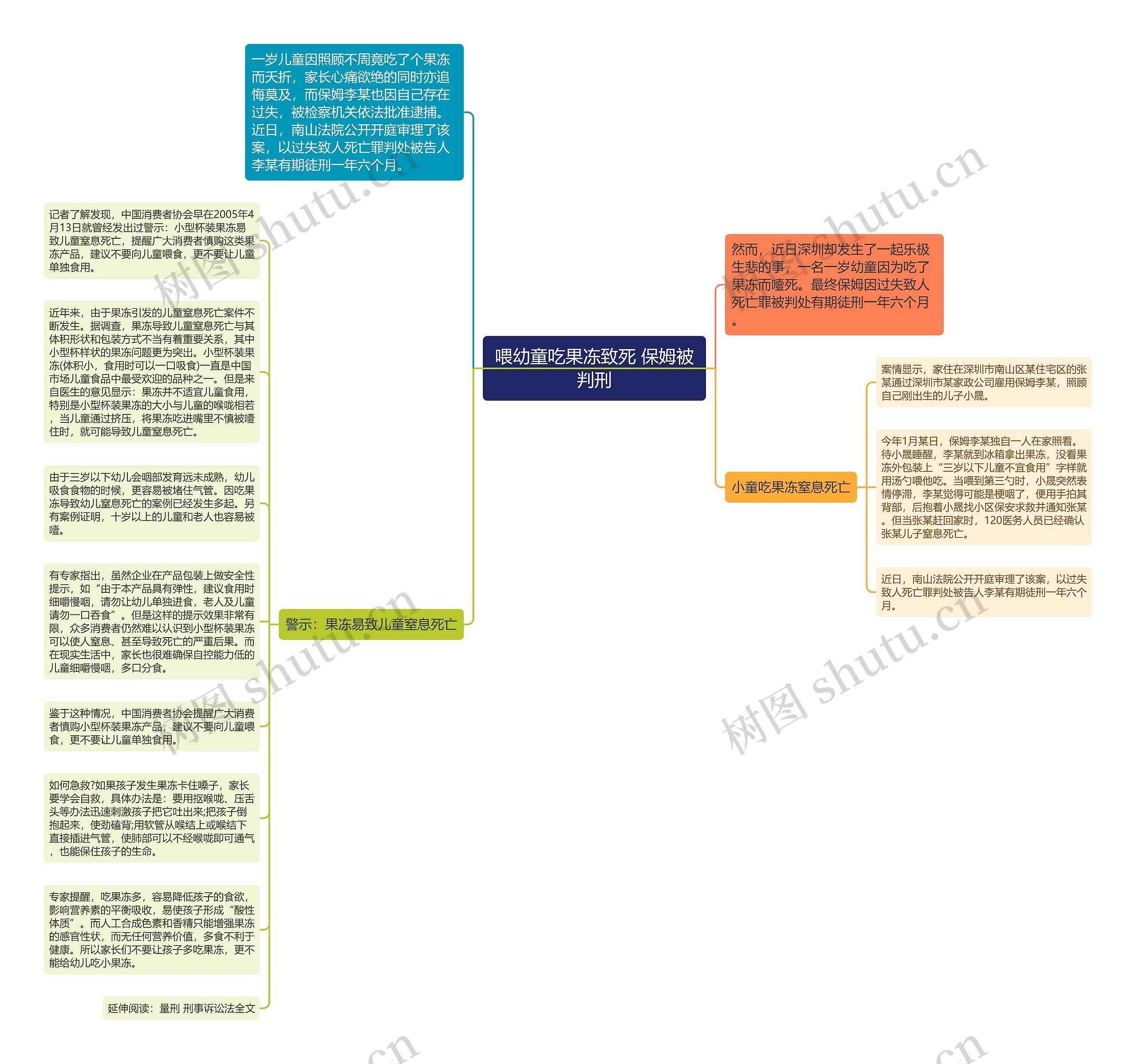 喂幼童吃果冻致死 保姆被判刑思维导图