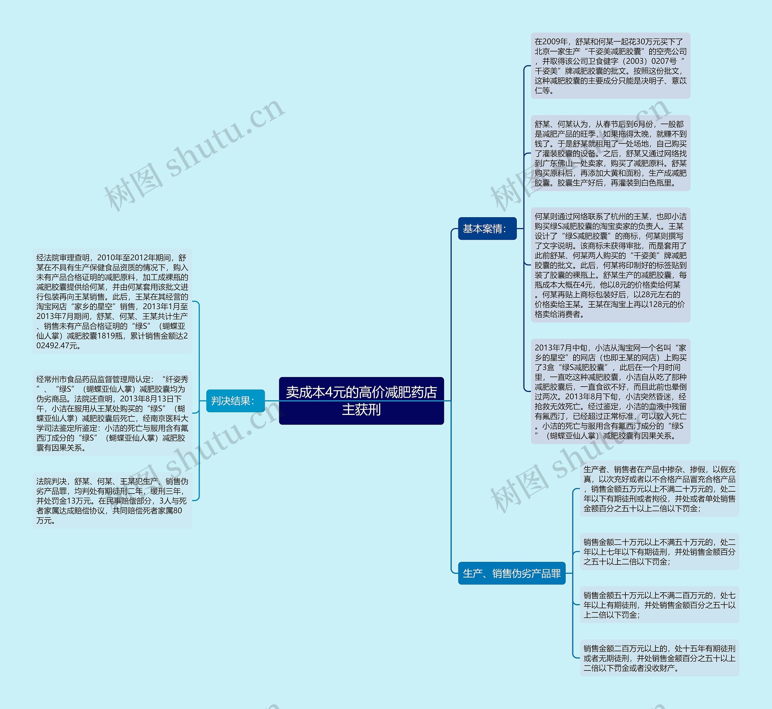 卖成本4元的高价减肥药店主获刑思维导图