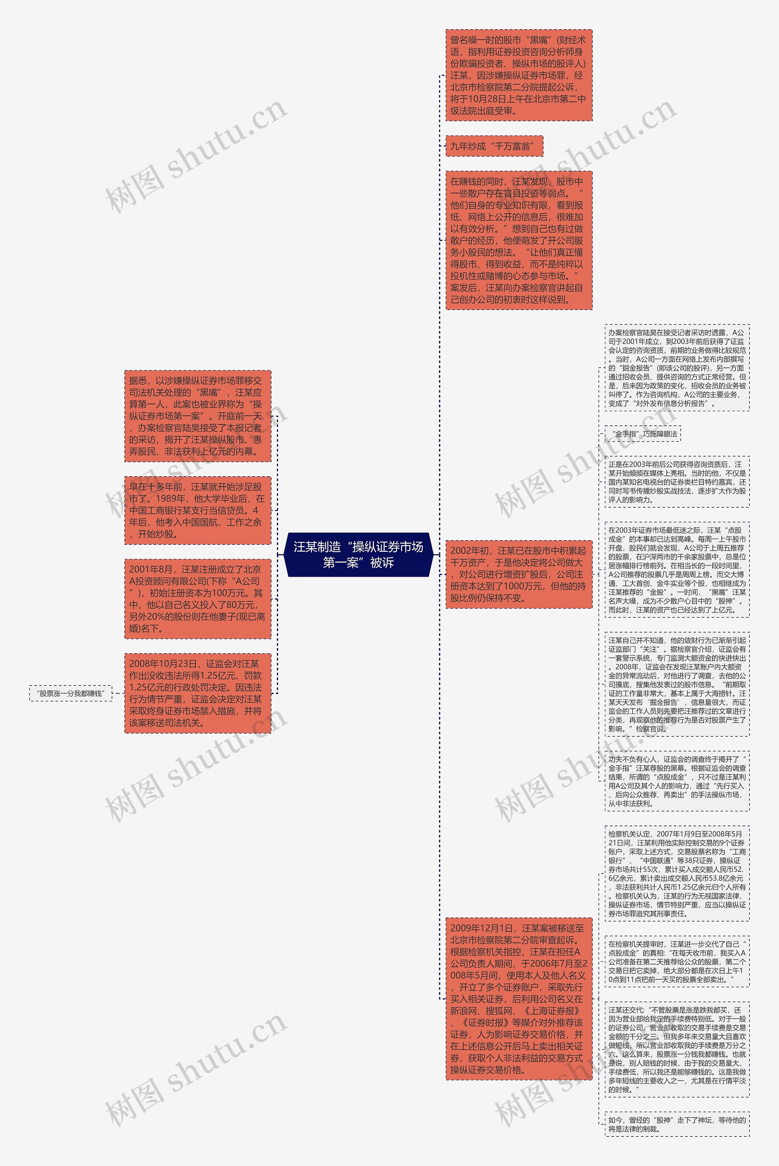 汪某制造“操纵证券市场第一案”被诉思维导图