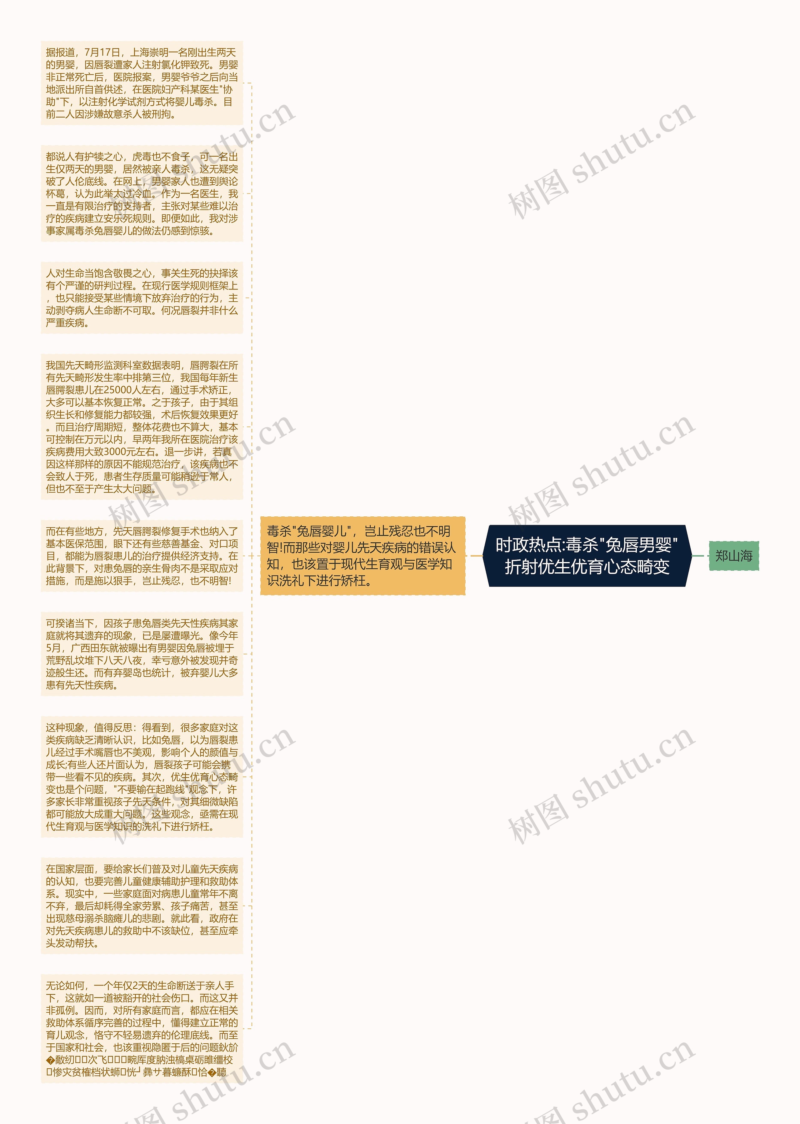 时政热点:毒杀"兔唇男婴"折射优生优育心态畸变思维导图