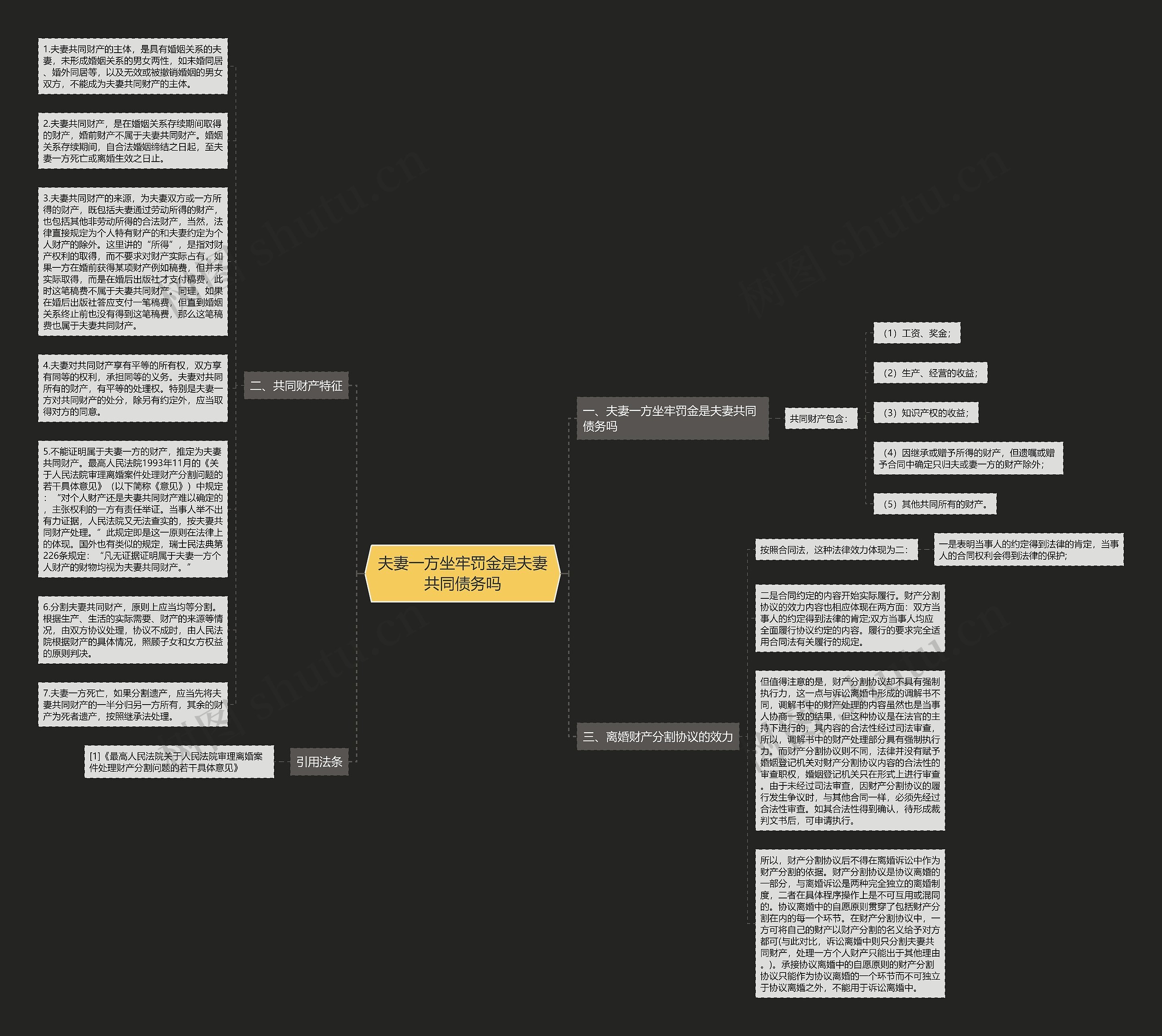 夫妻一方坐牢罚金是夫妻共同债务吗思维导图