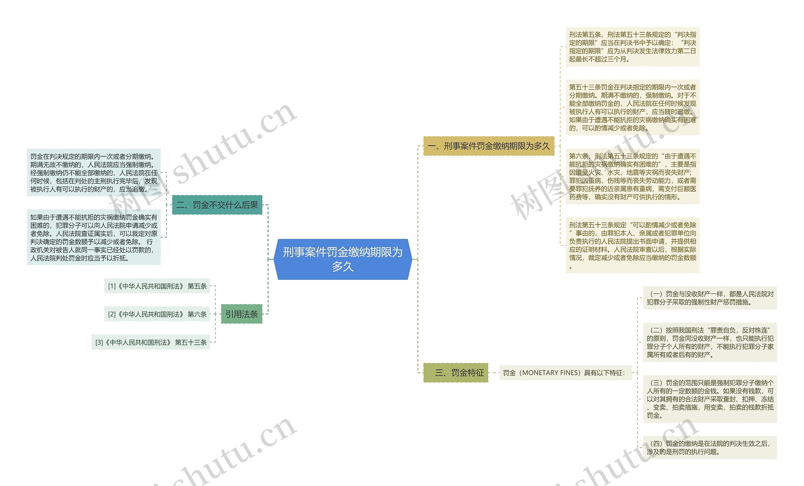 刑事案件罚金缴纳期限为多久思维导图