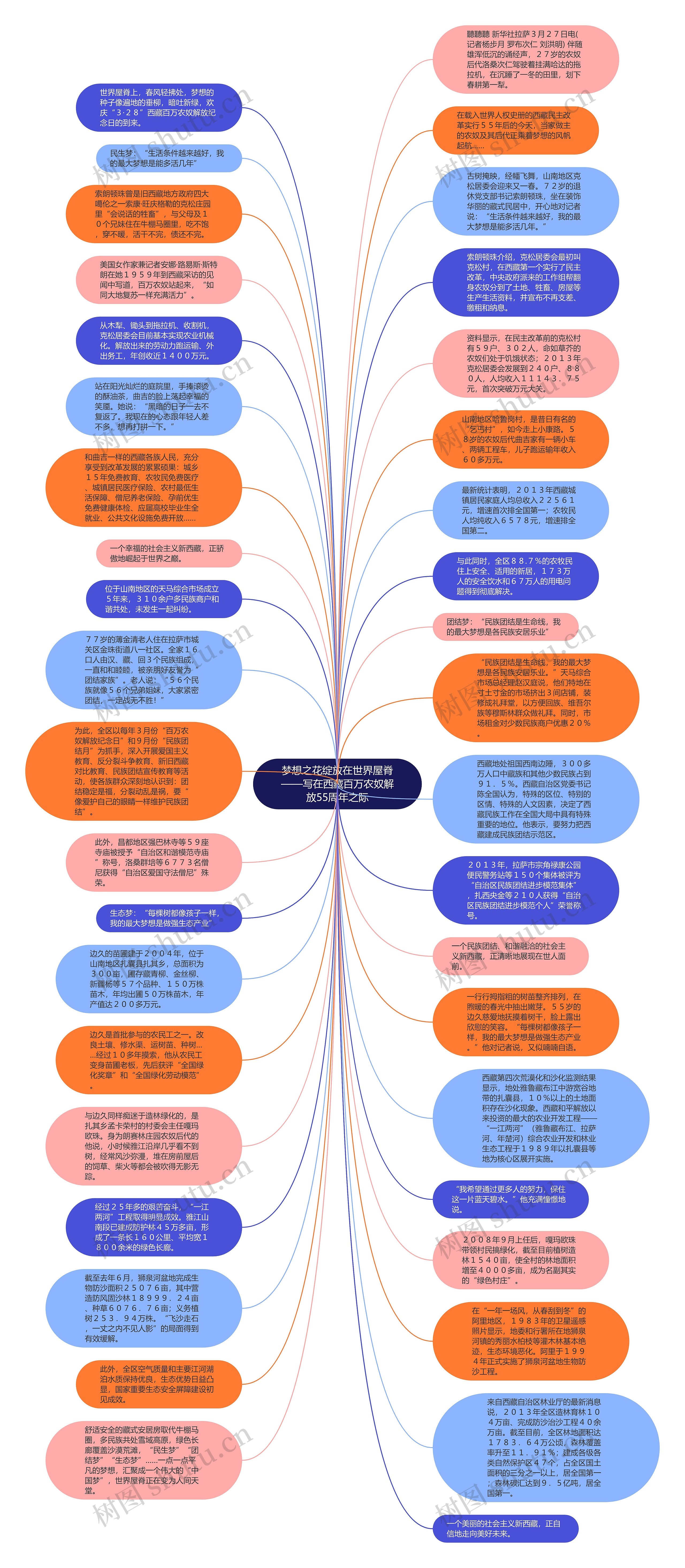 梦想之花绽放在世界屋脊——写在西藏百万农奴解放55周年之际思维导图