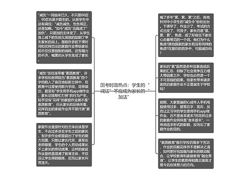 国考时政热点：学生的“减法”不应成为家长的“加法”