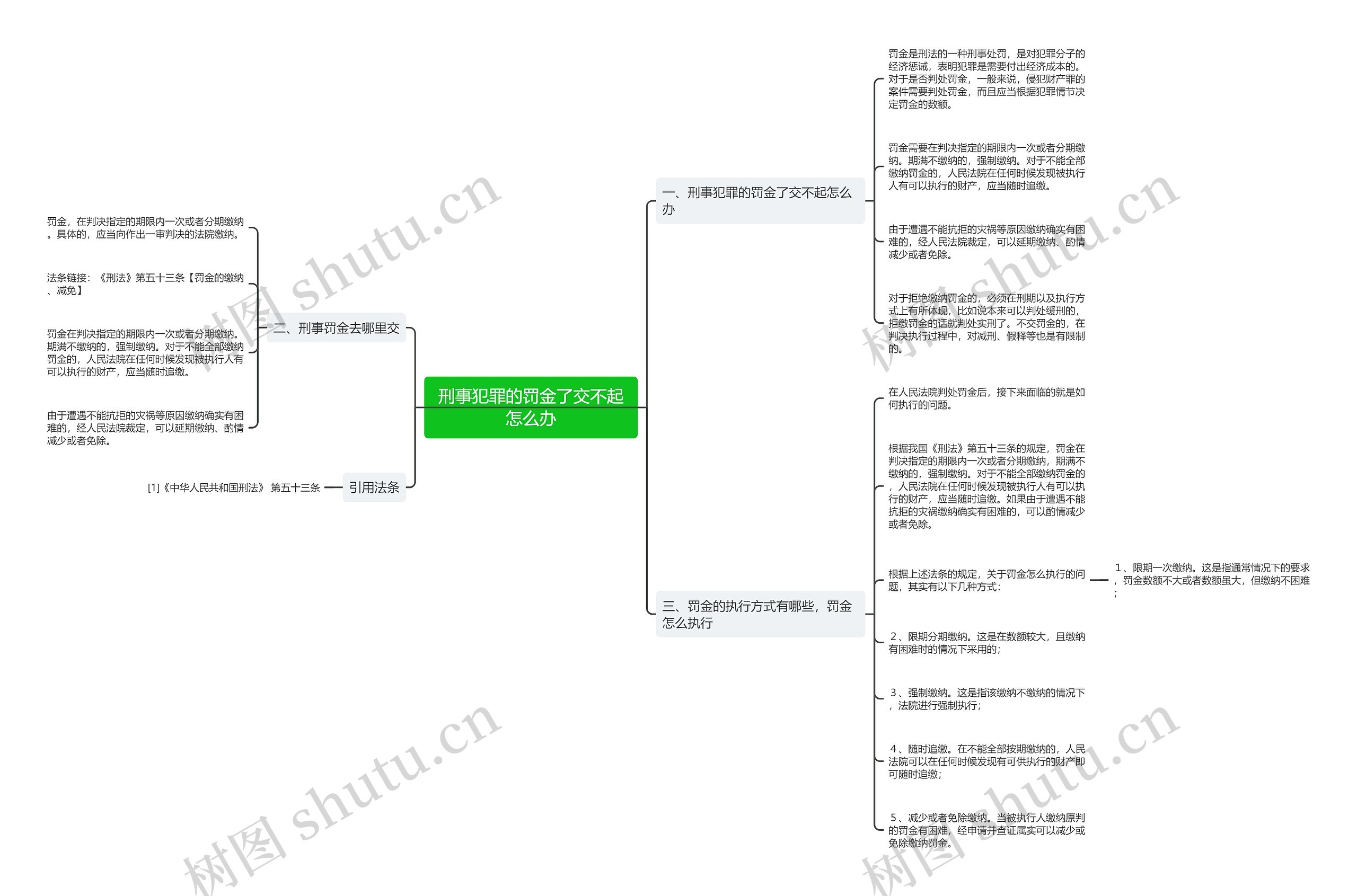 刑事犯罪的罚金了交不起怎么办思维导图