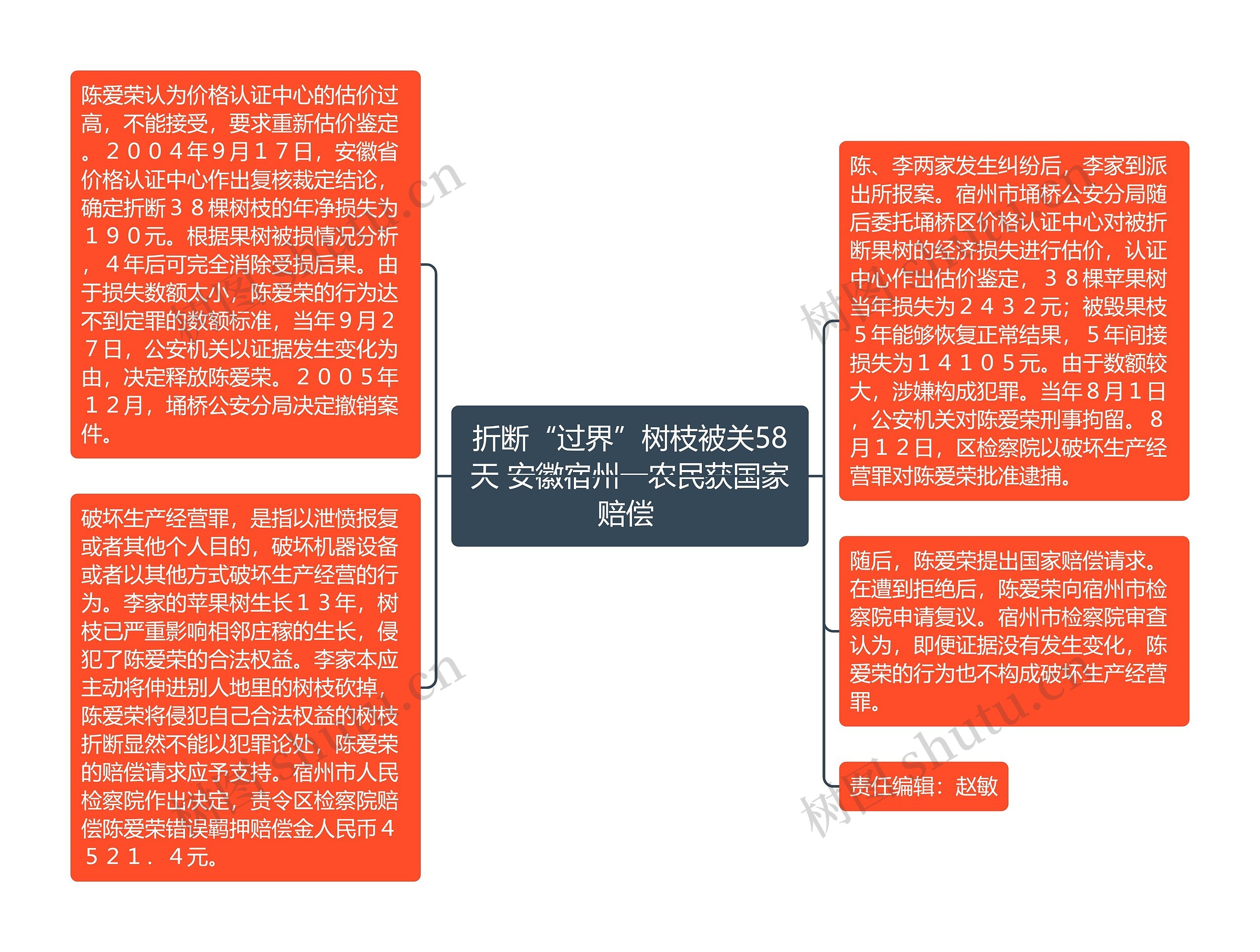 折断“过界”树枝被关58天 安徽宿州一农民获国家赔偿 思维导图