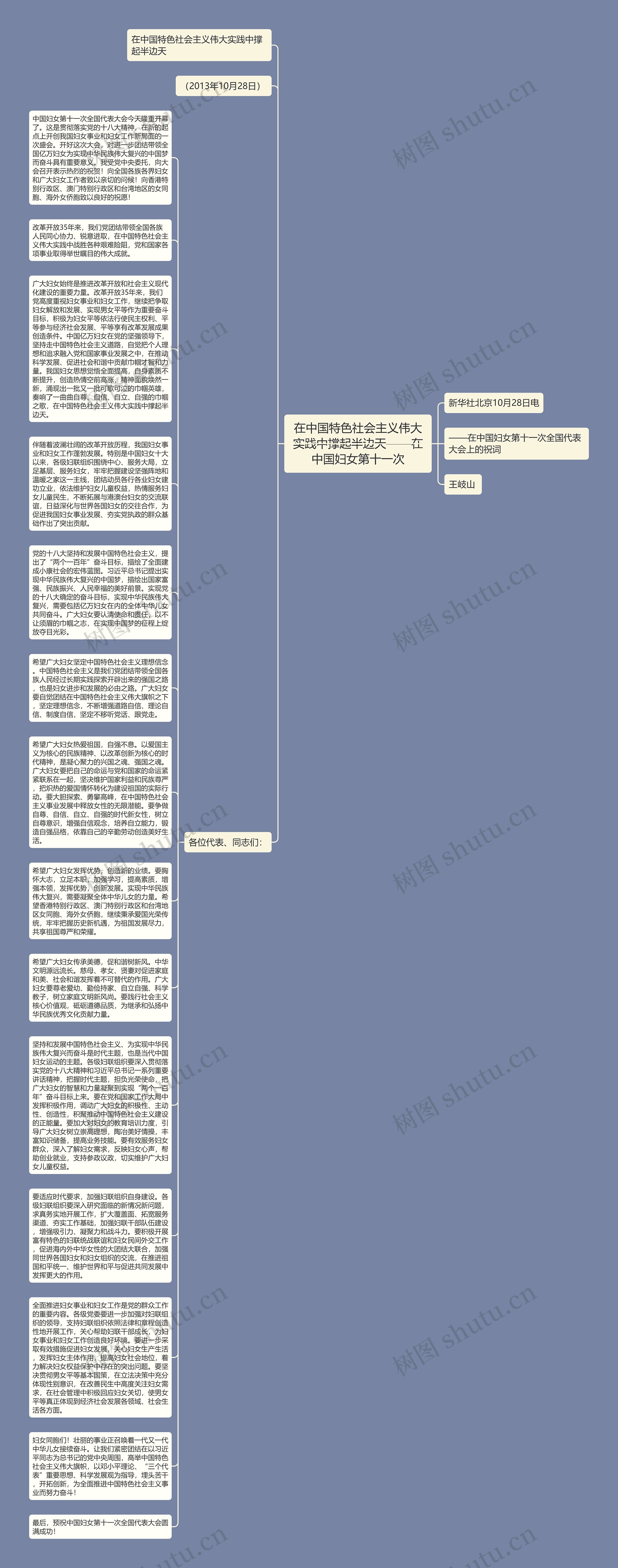 在中国特色社会主义伟大实践中撑起半边天——在中国妇女第十一次思维导图