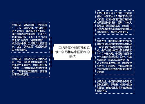 中国记协举办新闻茶座解读中东局势与中国面临的挑战