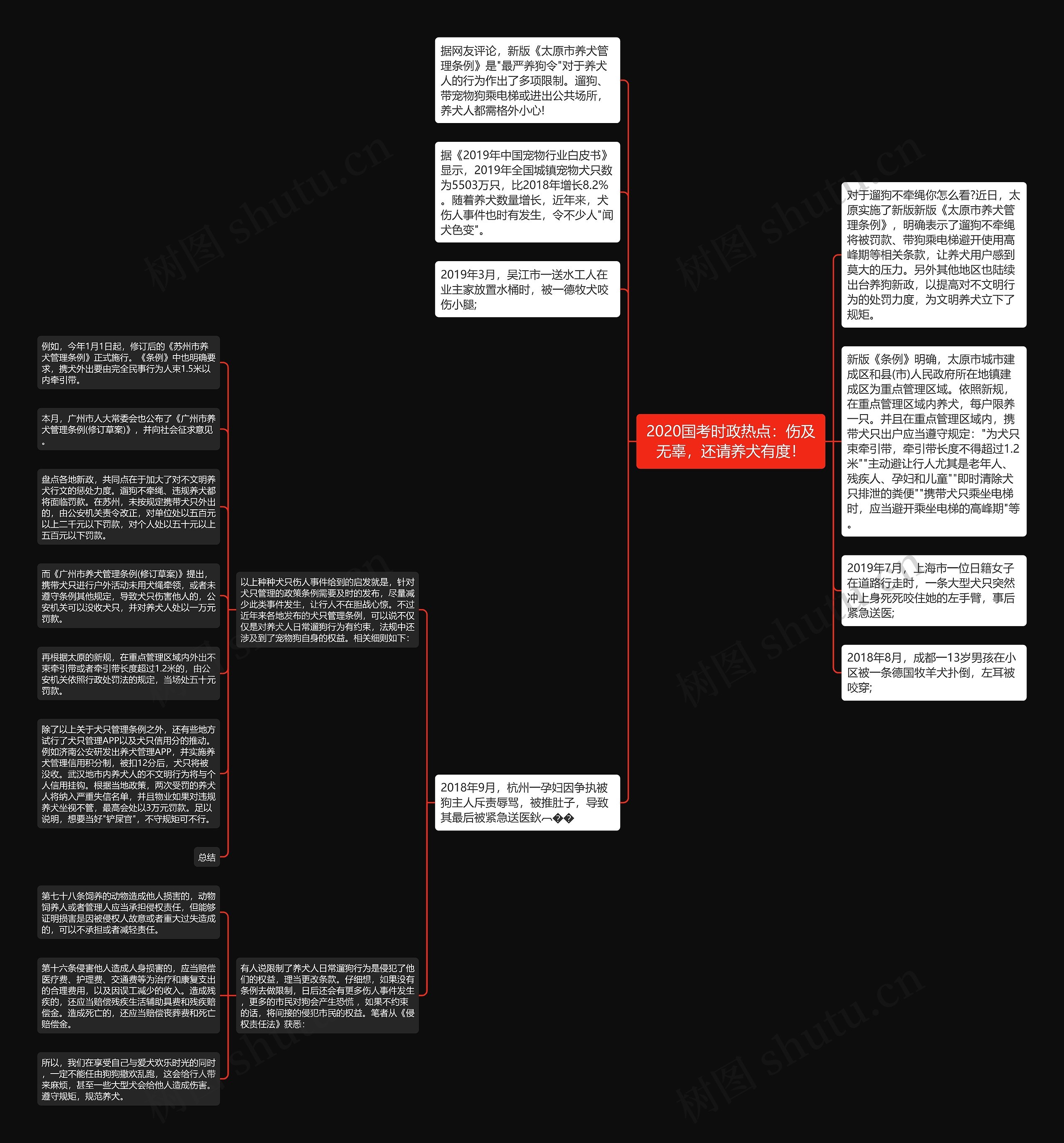 2020国考时政热点：伤及无辜，还请养犬有度！思维导图