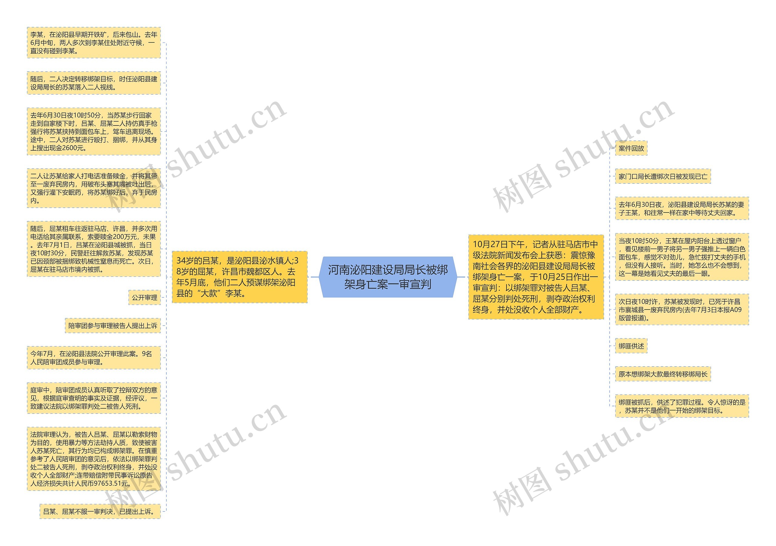 河南泌阳建设局局长被绑架身亡案一审宣判思维导图