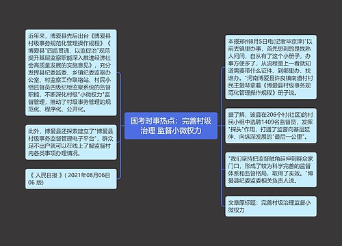 国考时事热点：完善村级治理 监督小微权力