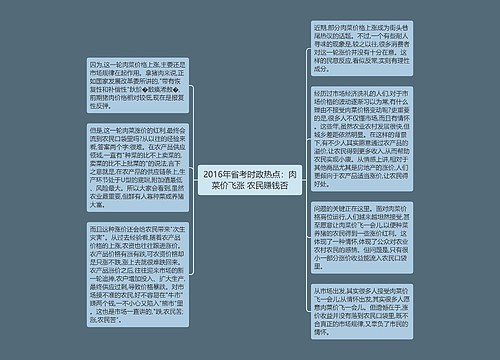 2016年省考时政热点：肉菜价飞涨 农民赚钱否