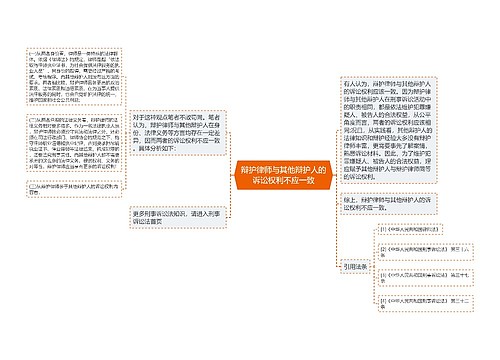 辩护律师与其他辩护人的诉讼权利不应一致