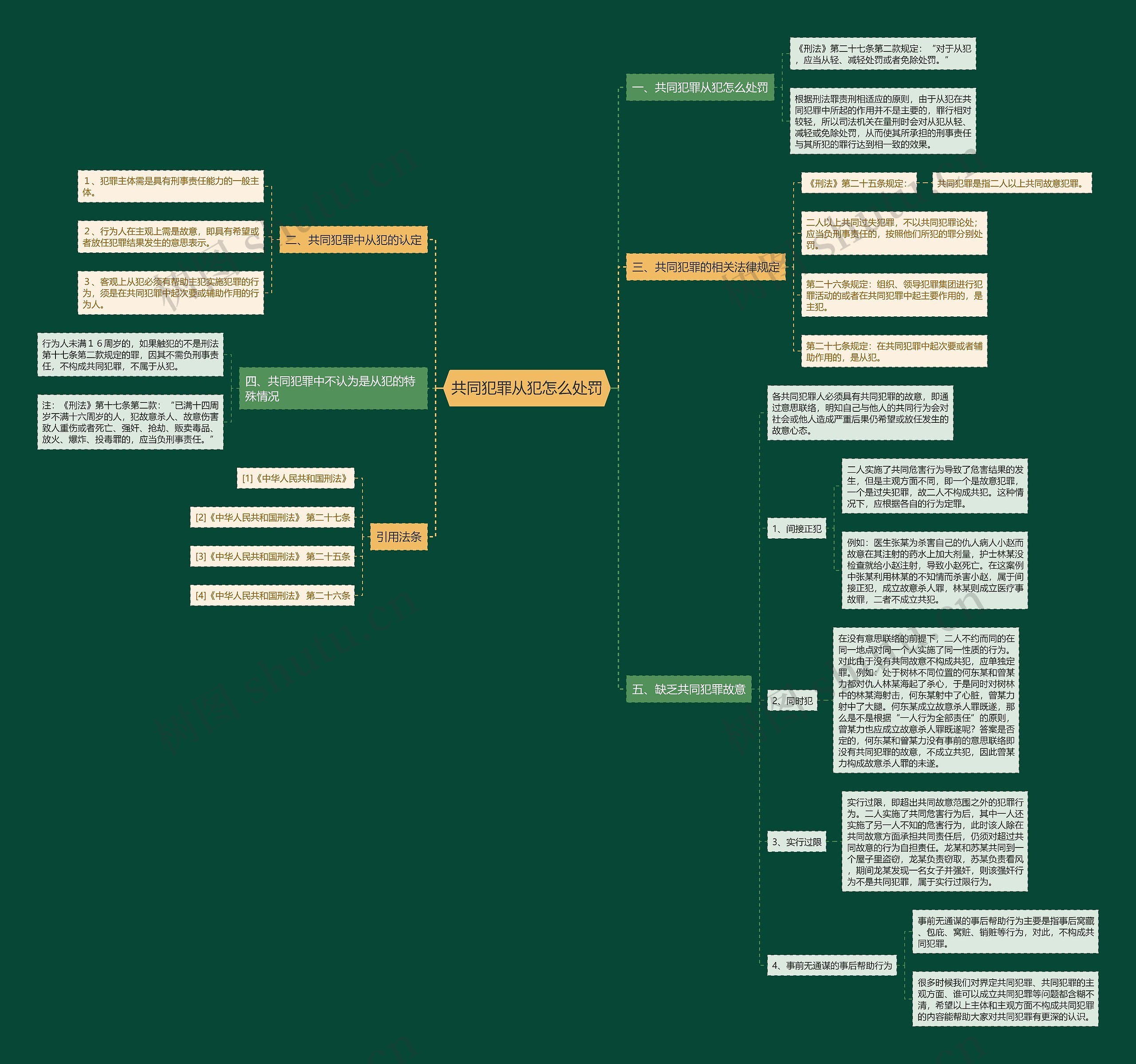 共同犯罪从犯怎么处罚思维导图