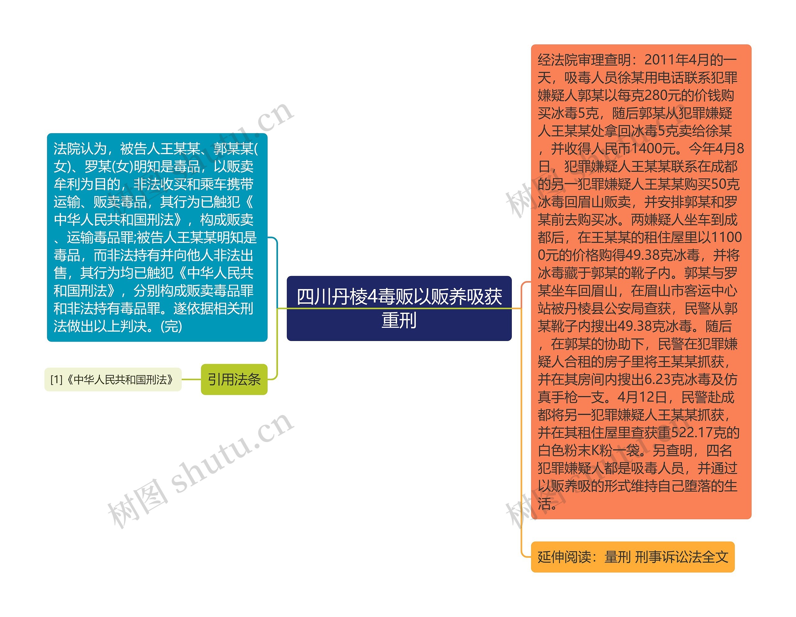 四川丹棱4毒贩以贩养吸获重刑思维导图