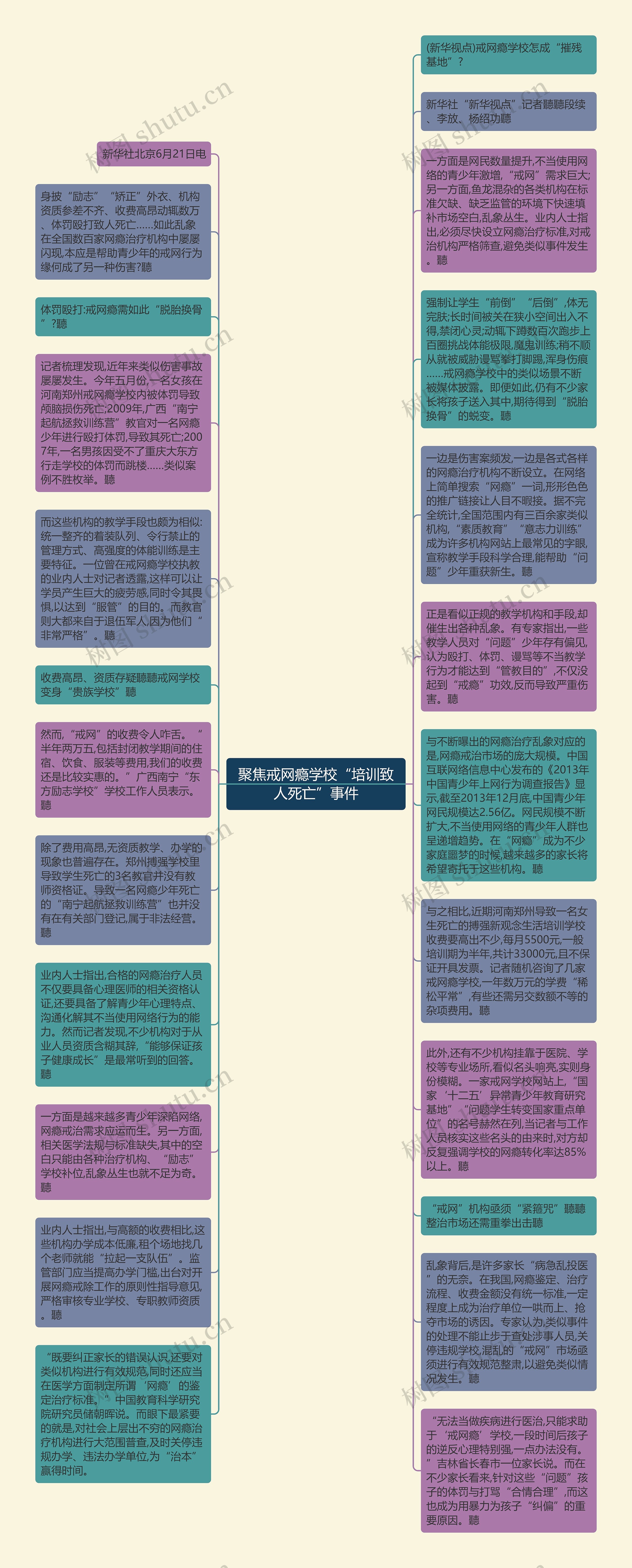 聚焦戒网瘾学校“培训致人死亡”事件思维导图