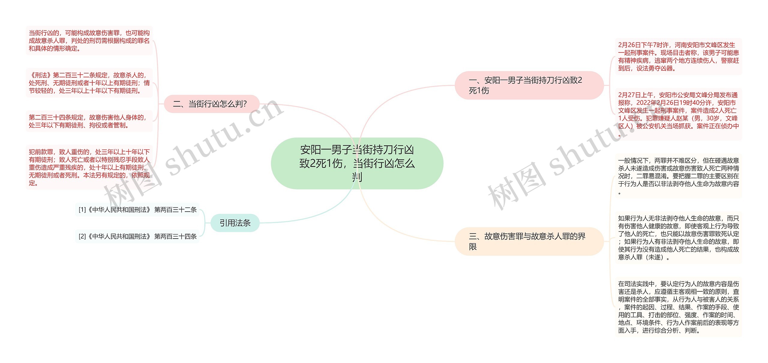 安阳一男子当街持刀行凶致2死1伤，当街行凶怎么判思维导图