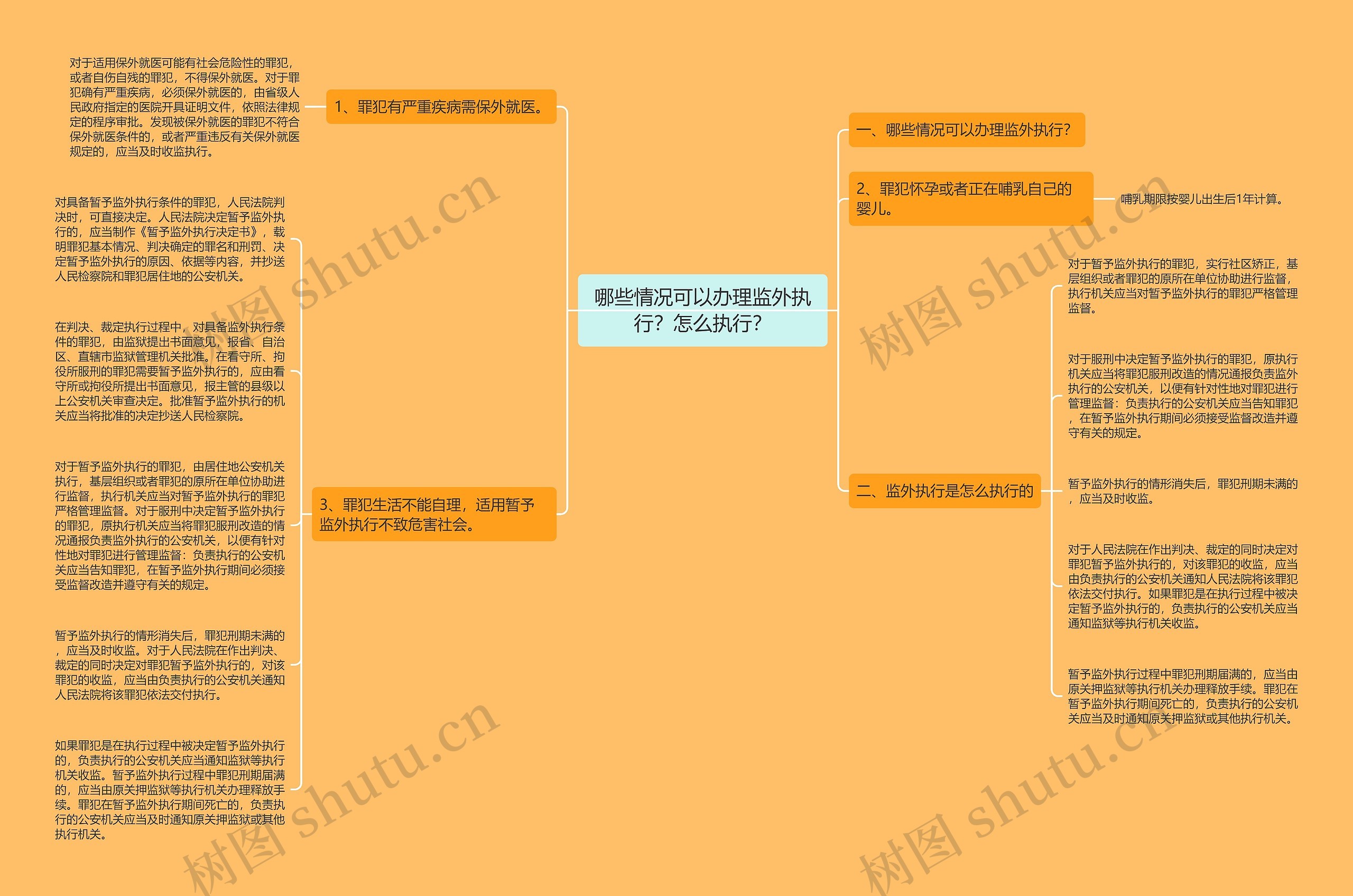 哪些情况可以办理监外执行？怎么执行？思维导图