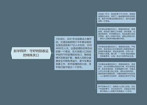 新华网评：守好特别春运的特殊关口