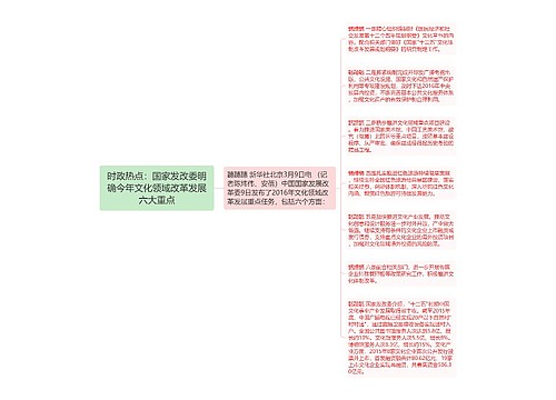 时政热点：国家发改委明确今年文化领域改革发展六大重点