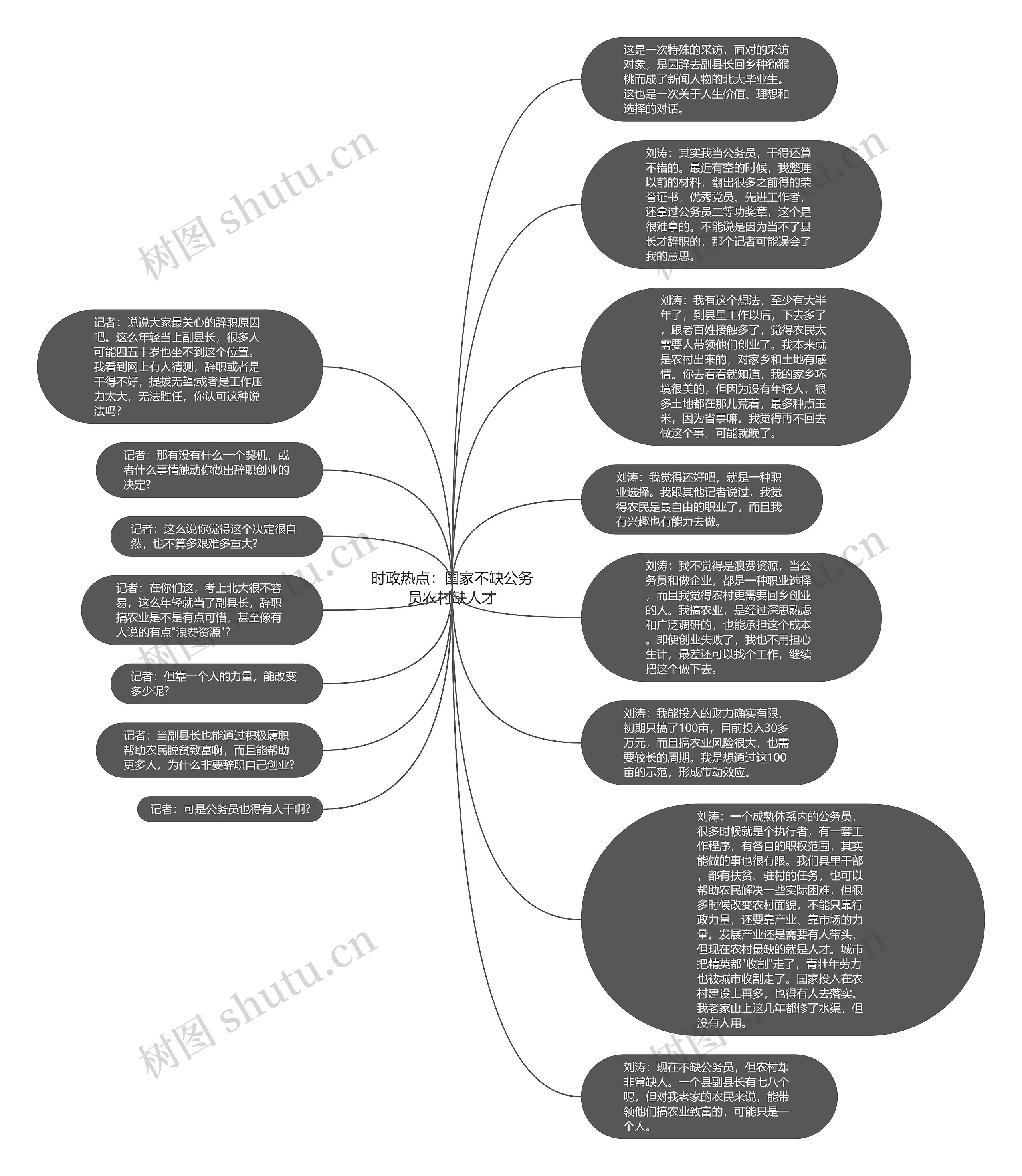 时政热点：国家不缺公务员农村缺人才思维导图