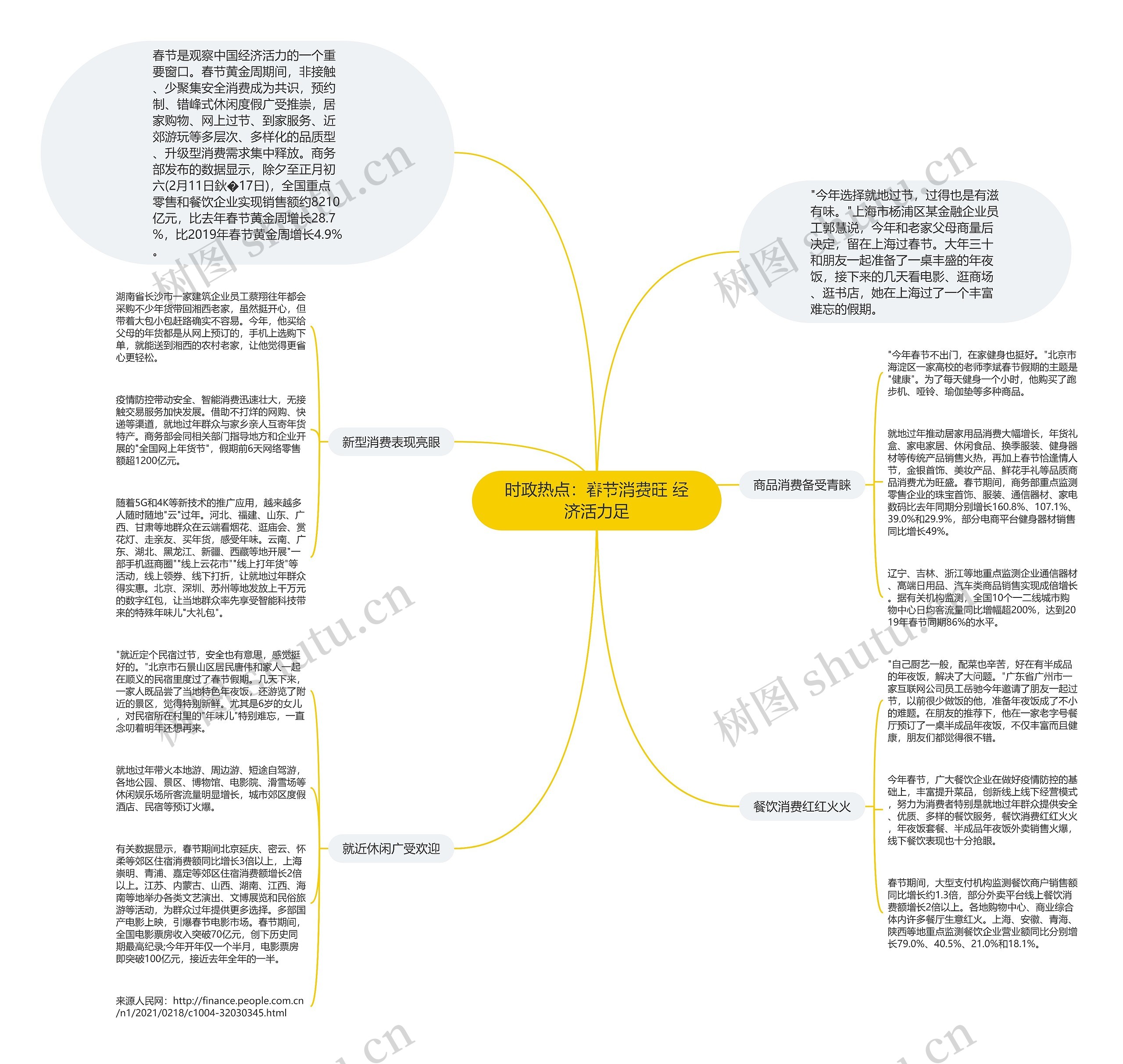 时政热点：春节消费旺 经济活力足思维导图