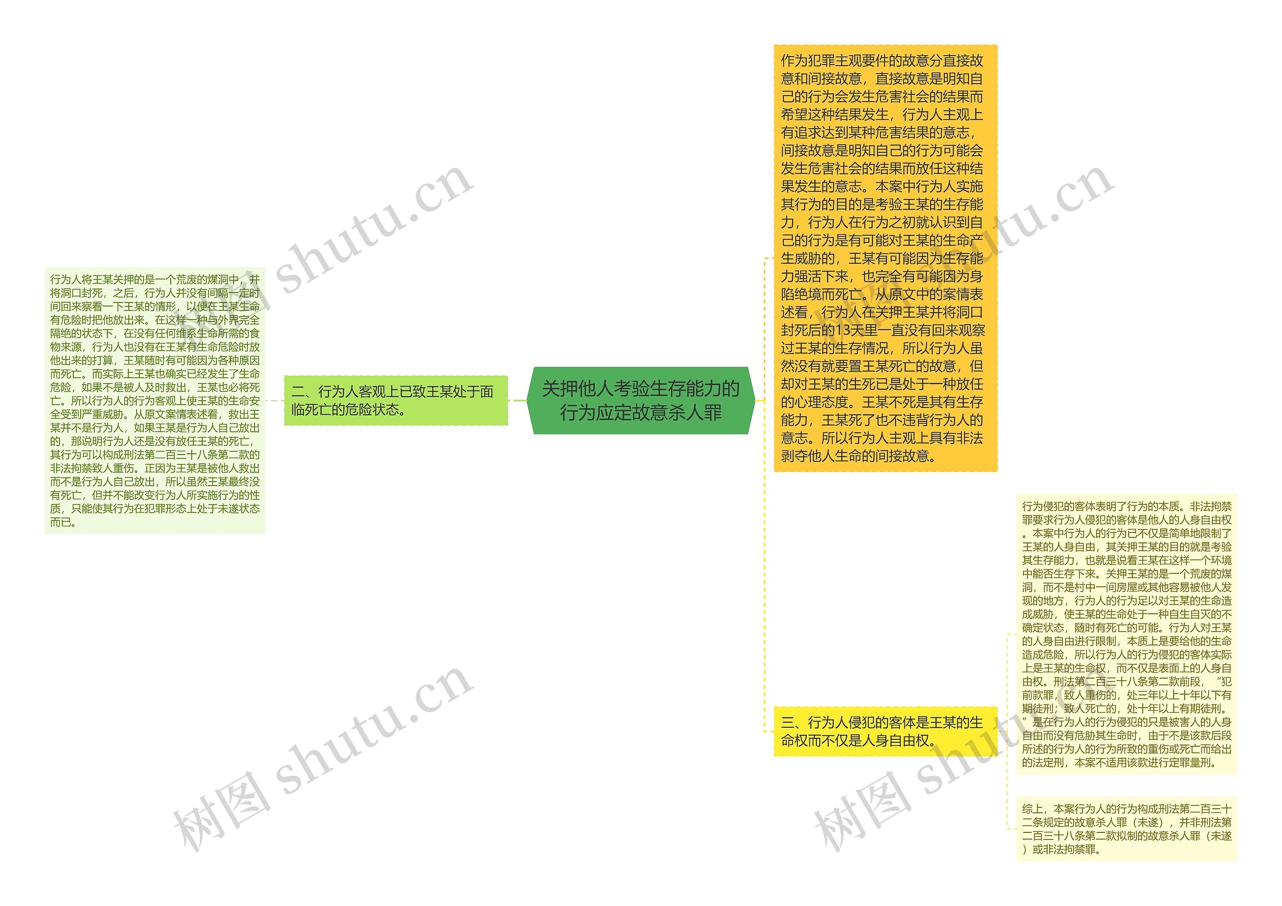 关押他人考验生存能力的行为应定故意杀人罪思维导图