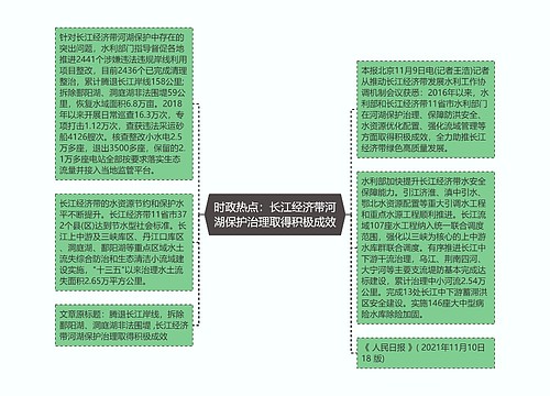 时政热点：长江经济带河湖保护治理取得积极成效