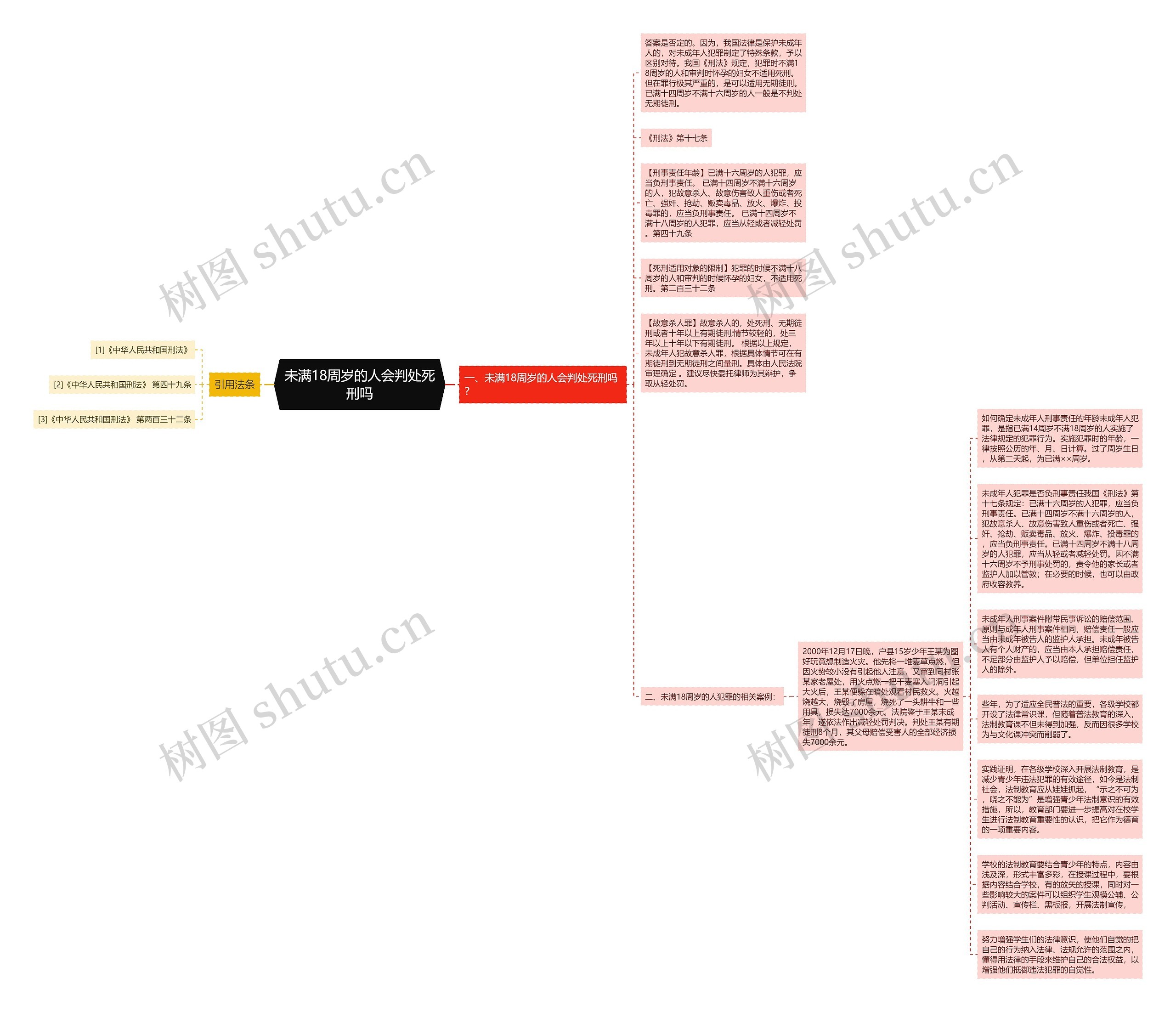 未满18周岁的人会判处死刑吗思维导图