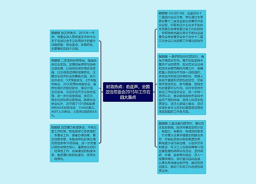 时政热点：俞正声，全国政协常委会2015年工作有四大重点