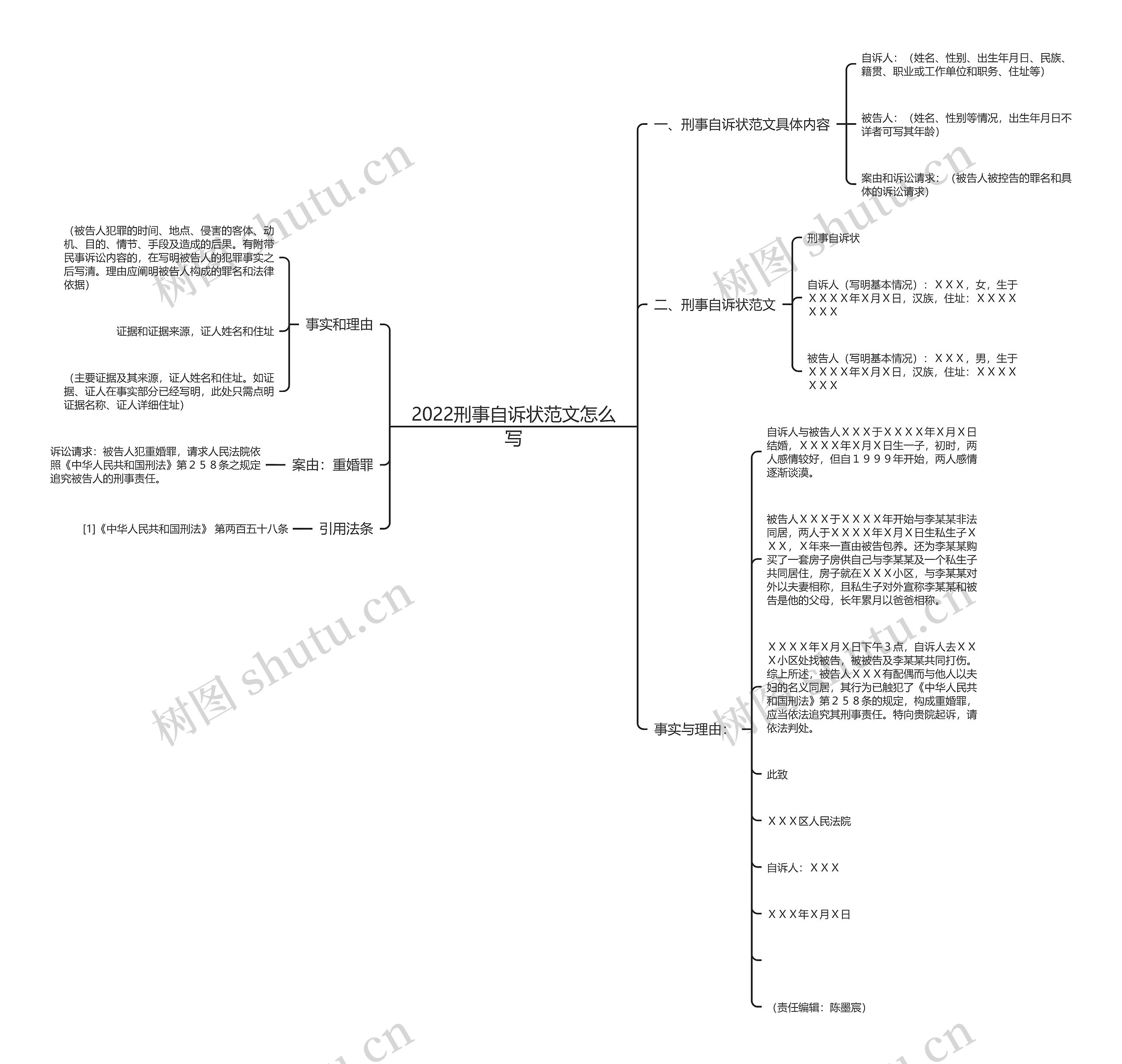 2022刑事自诉状范文怎么写思维导图