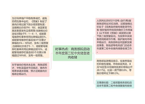 时事热点：商务部拟启动本年度第二轮中央储备猪肉收储