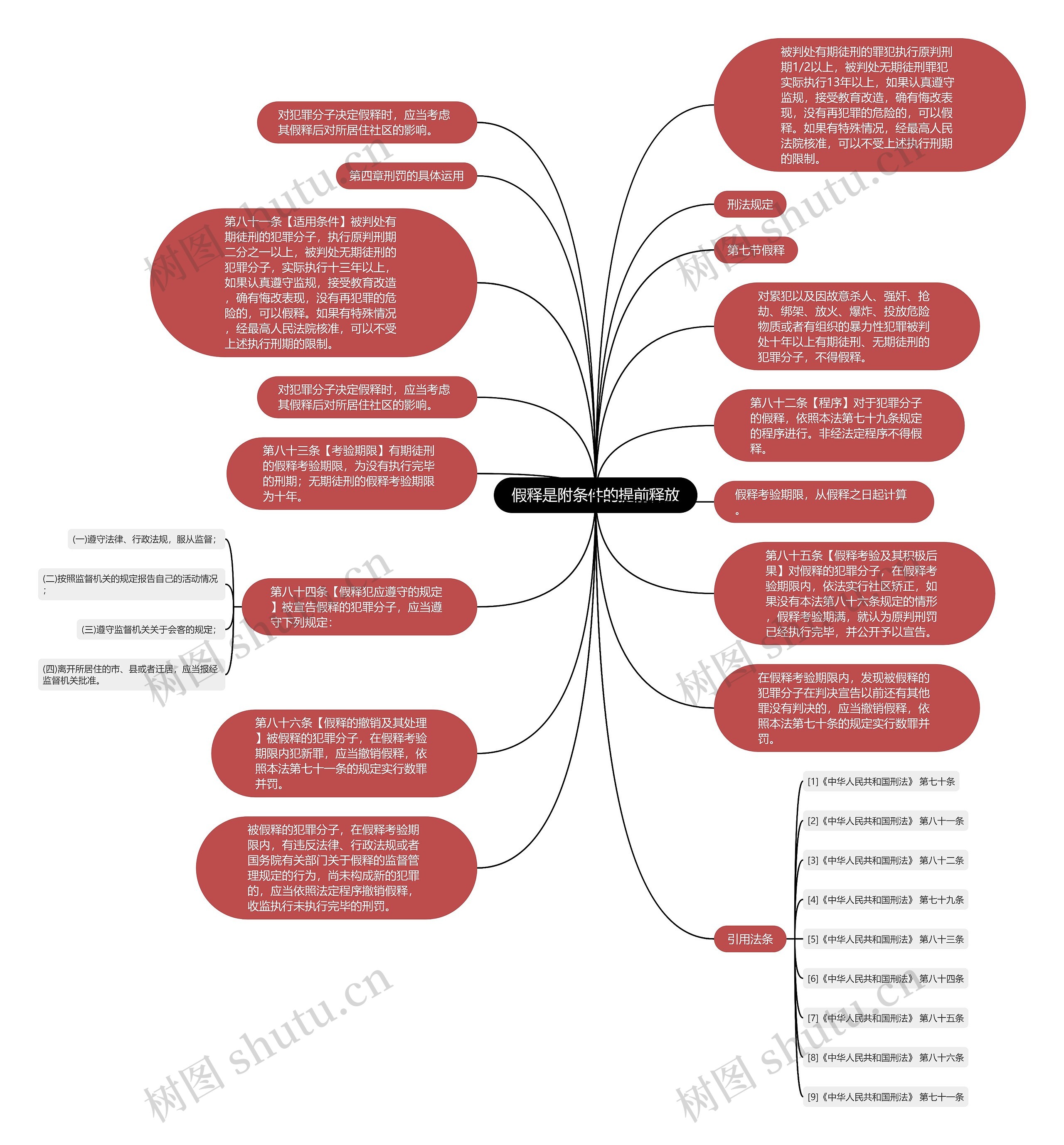 假释是附条件的提前释放思维导图
