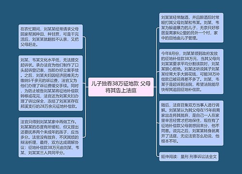 儿子独吞38万征地款 父母将其告上法庭