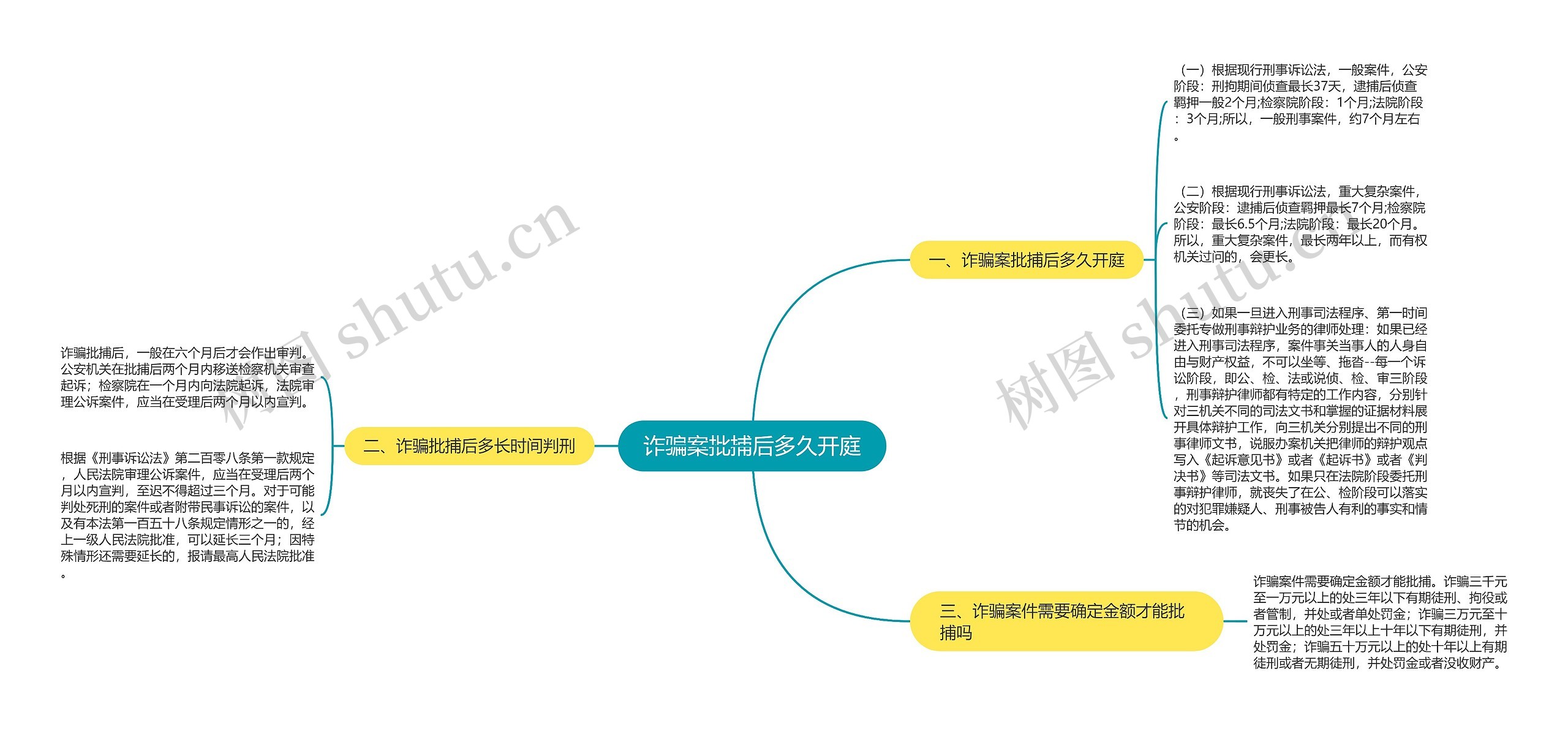 诈骗案批捕后多久开庭思维导图