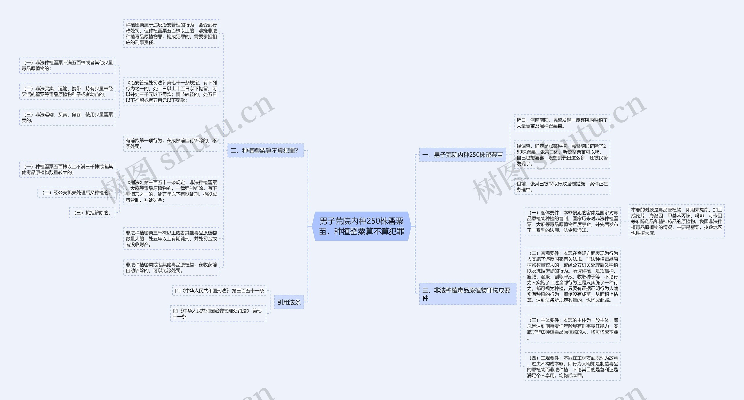 男子荒院内种250株罂粟苗，种植罂粟算不算犯罪思维导图