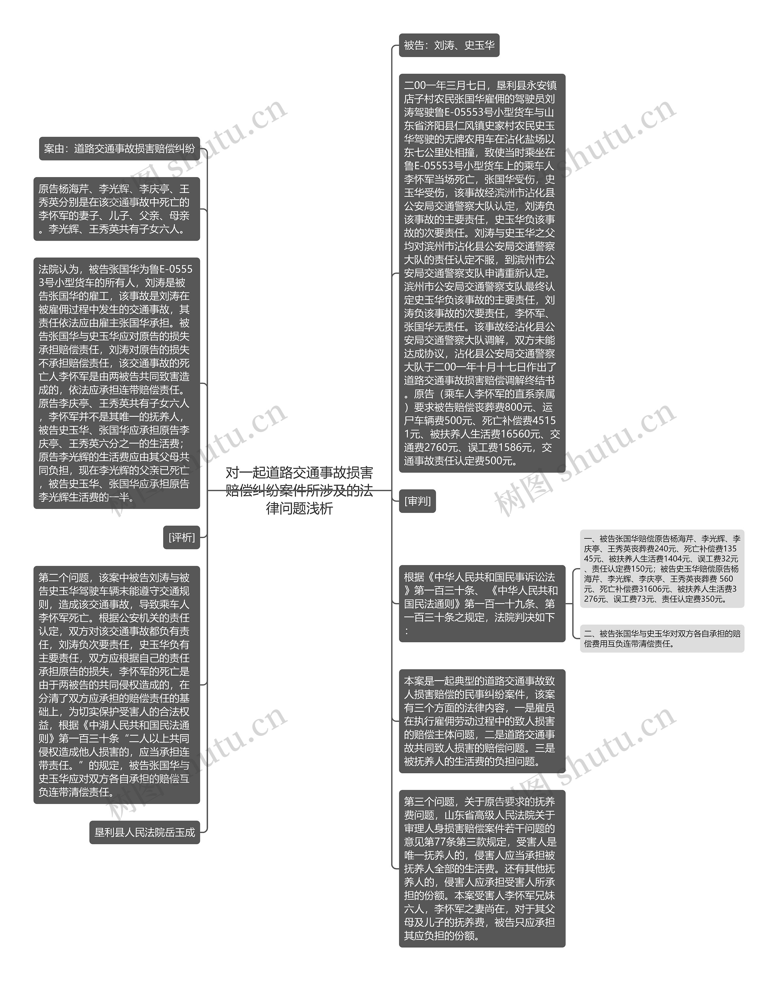 对一起道路交通事故损害赔偿纠纷案件所涉及的法律问题浅析思维导图