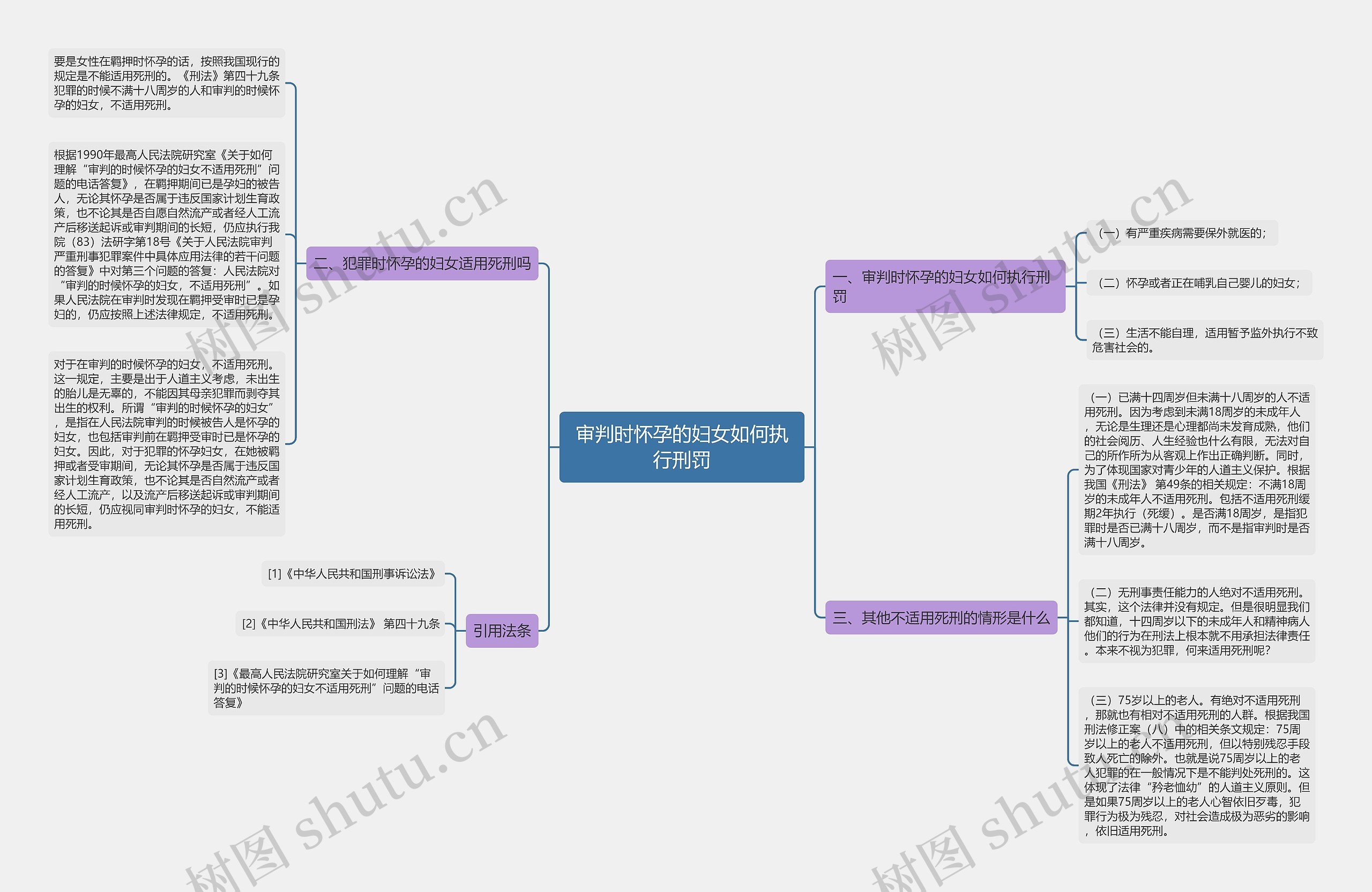 审判时怀孕的妇女如何执行刑罚思维导图